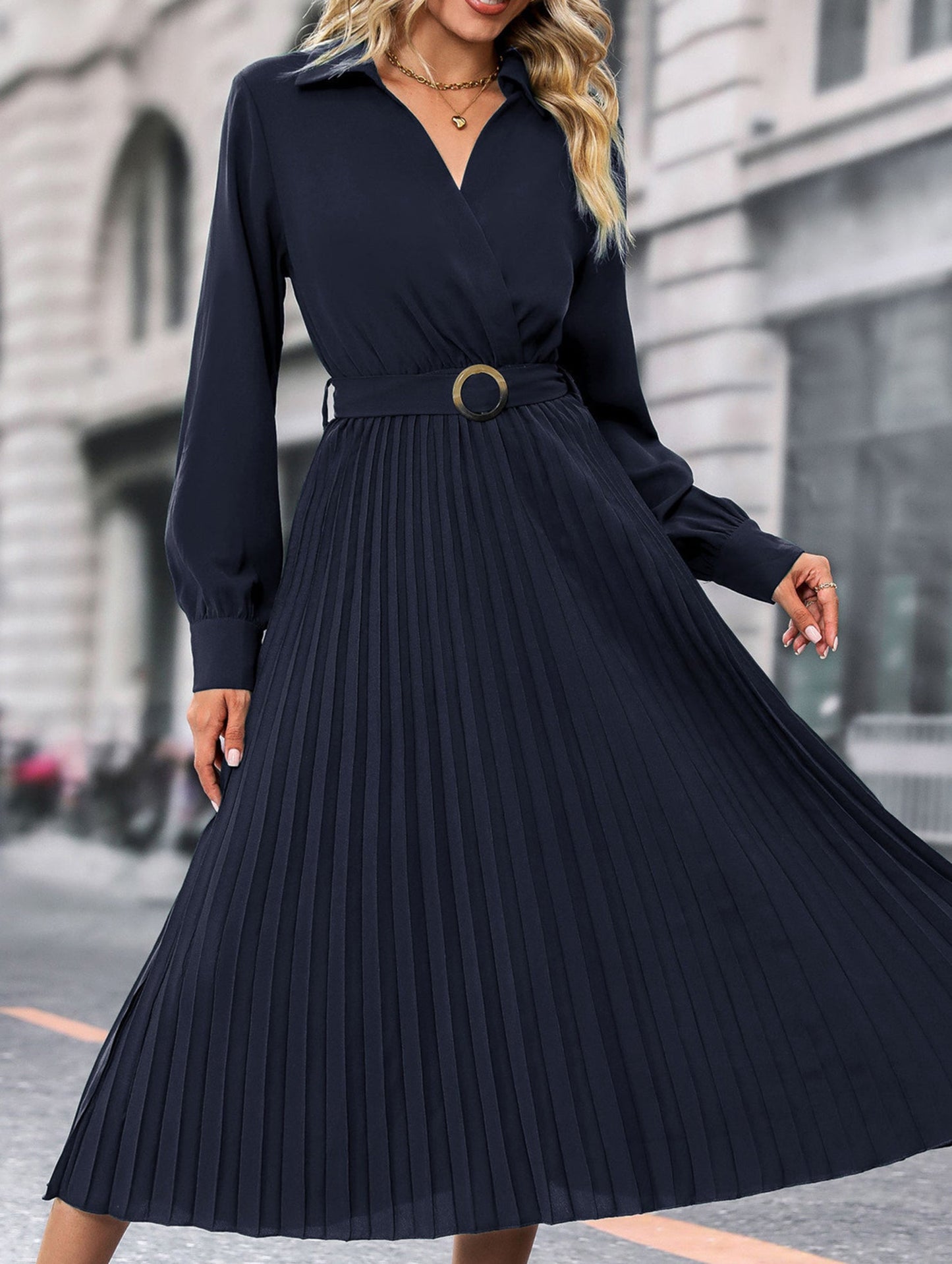 High-end plain color dress