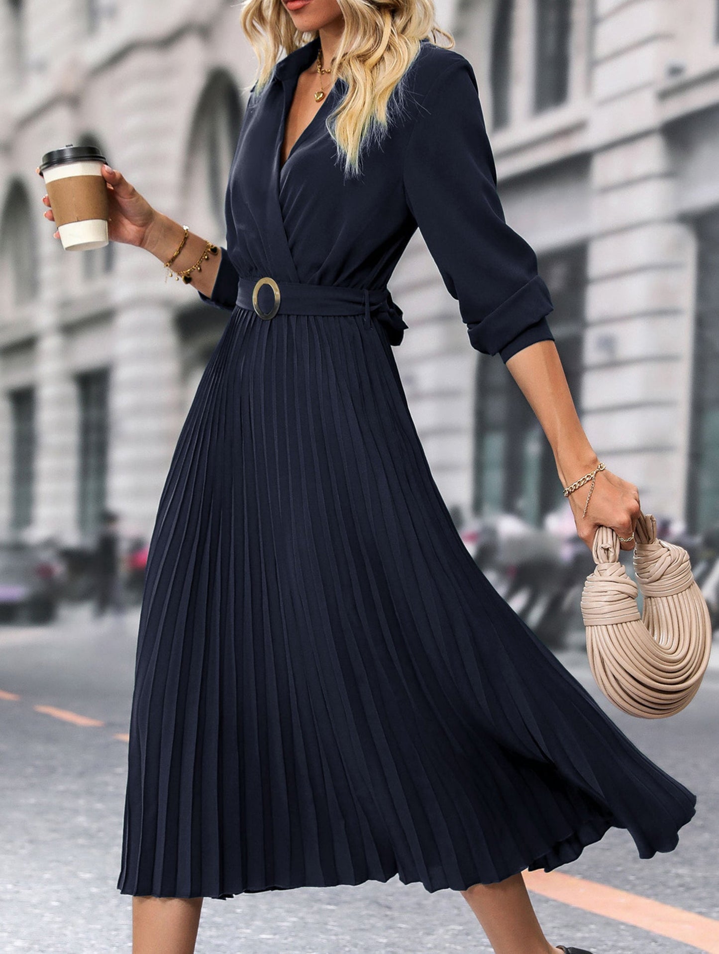 High-end plain color dress