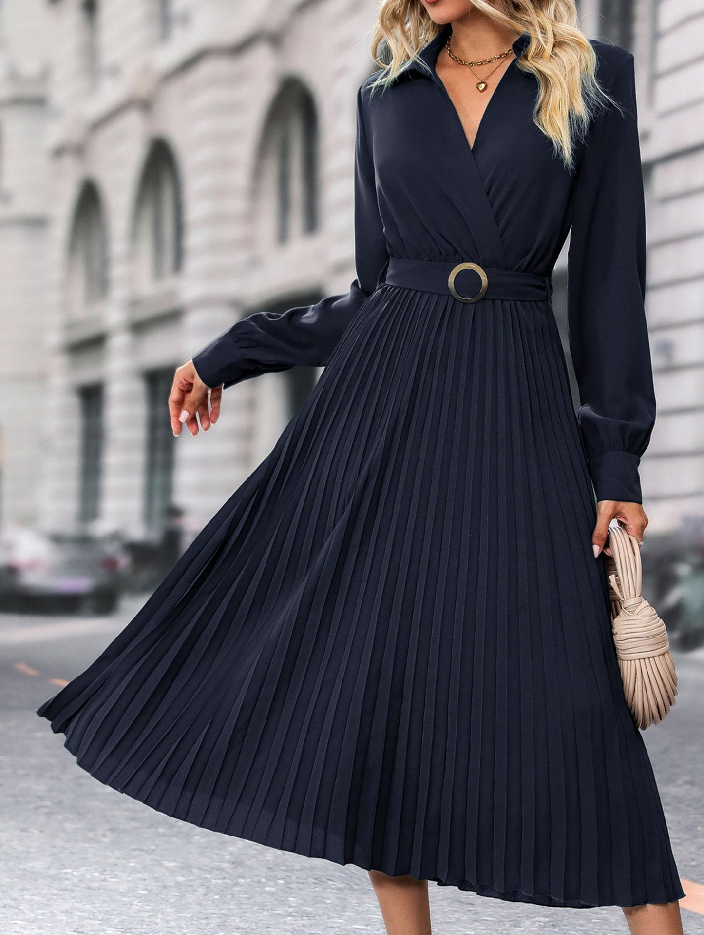 High-end plain color dress