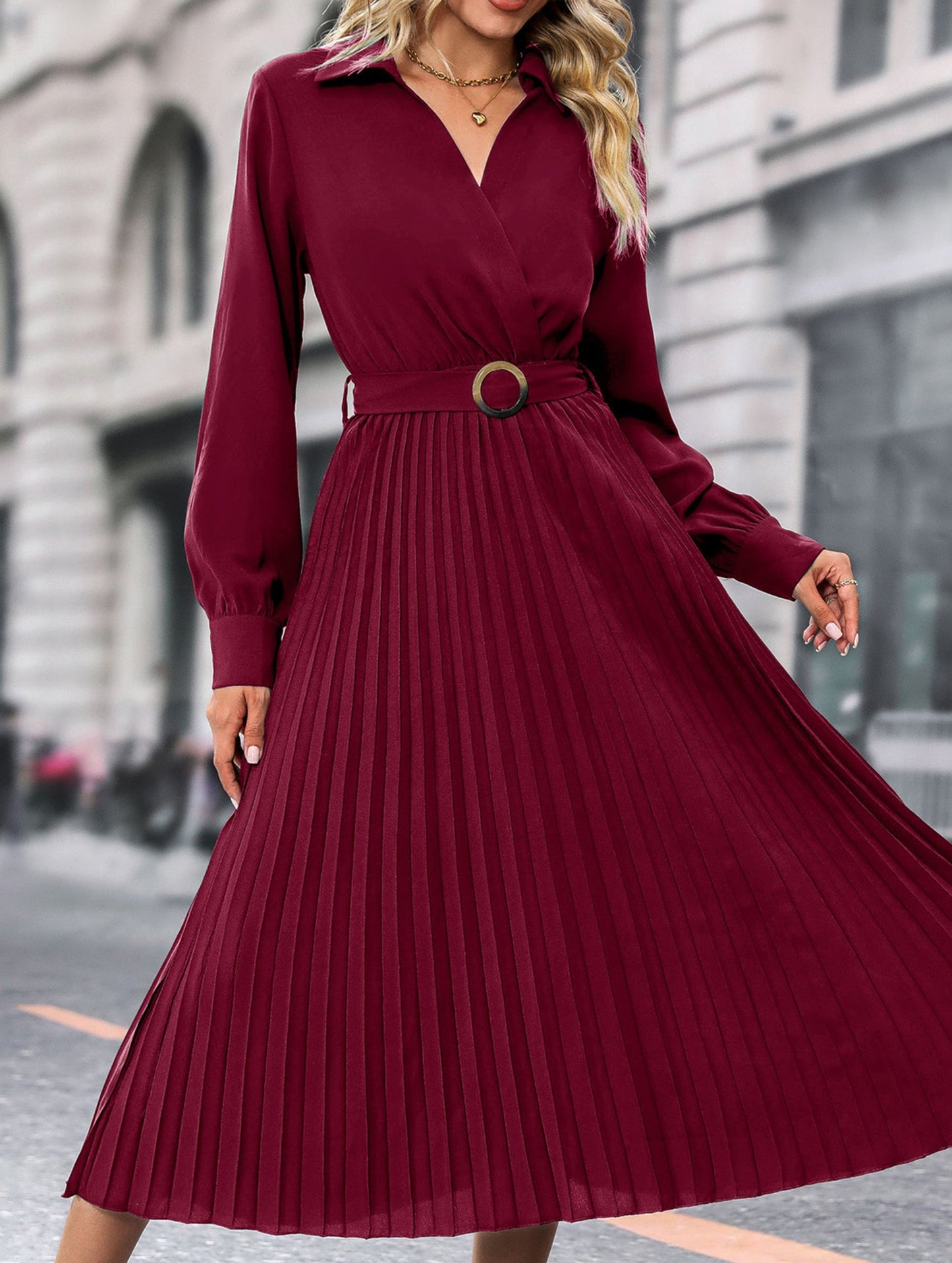 High-end plain color dress
