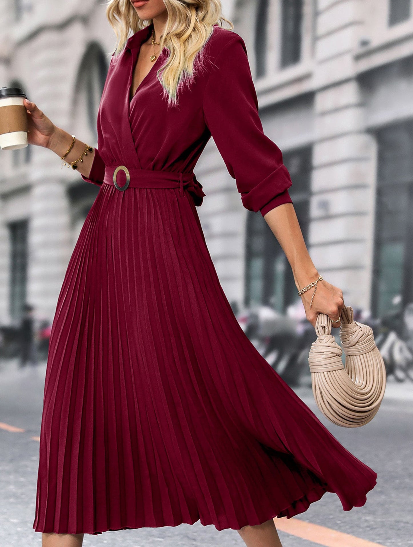 High-end plain color dress