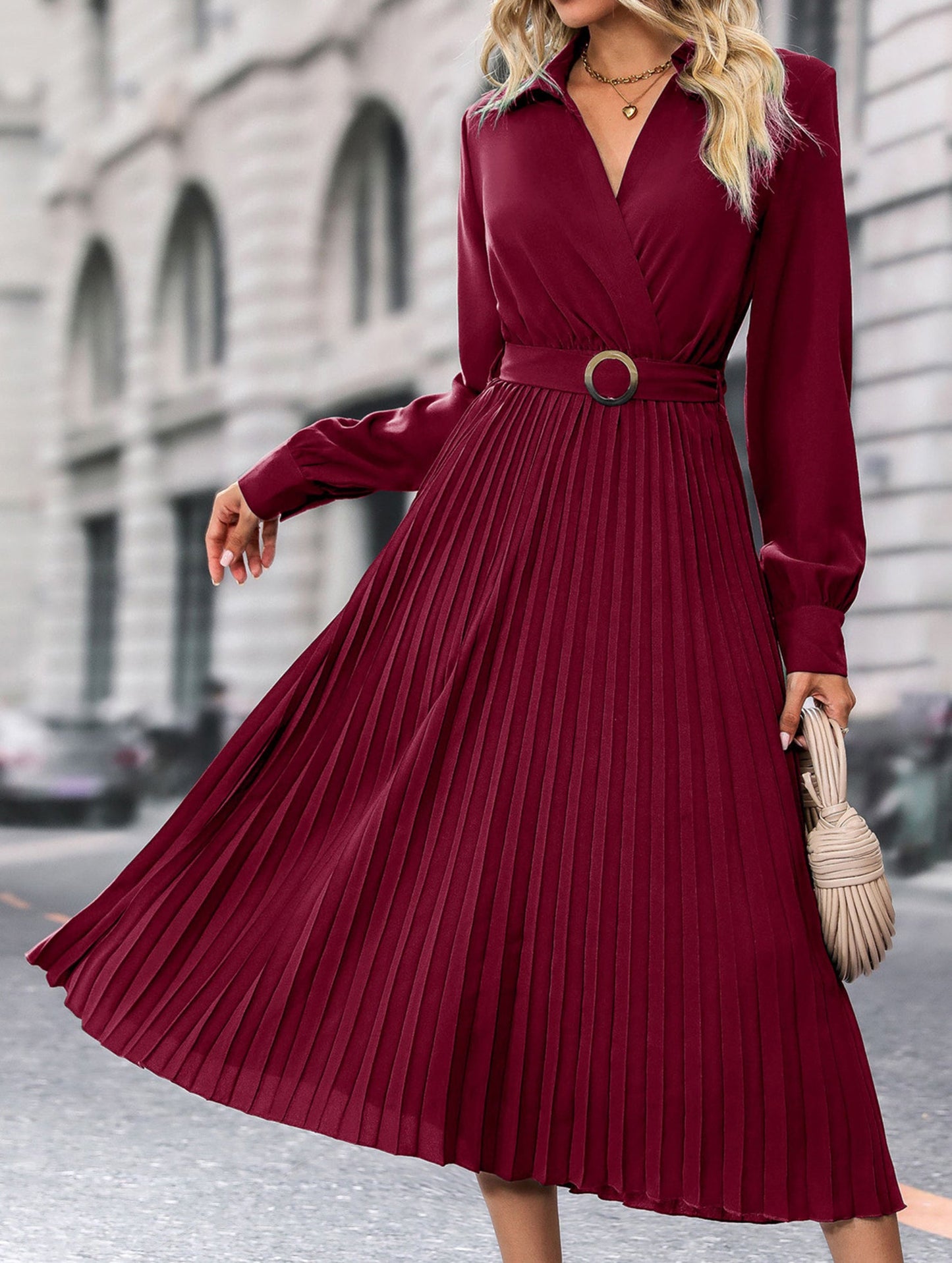 High-end plain color dress