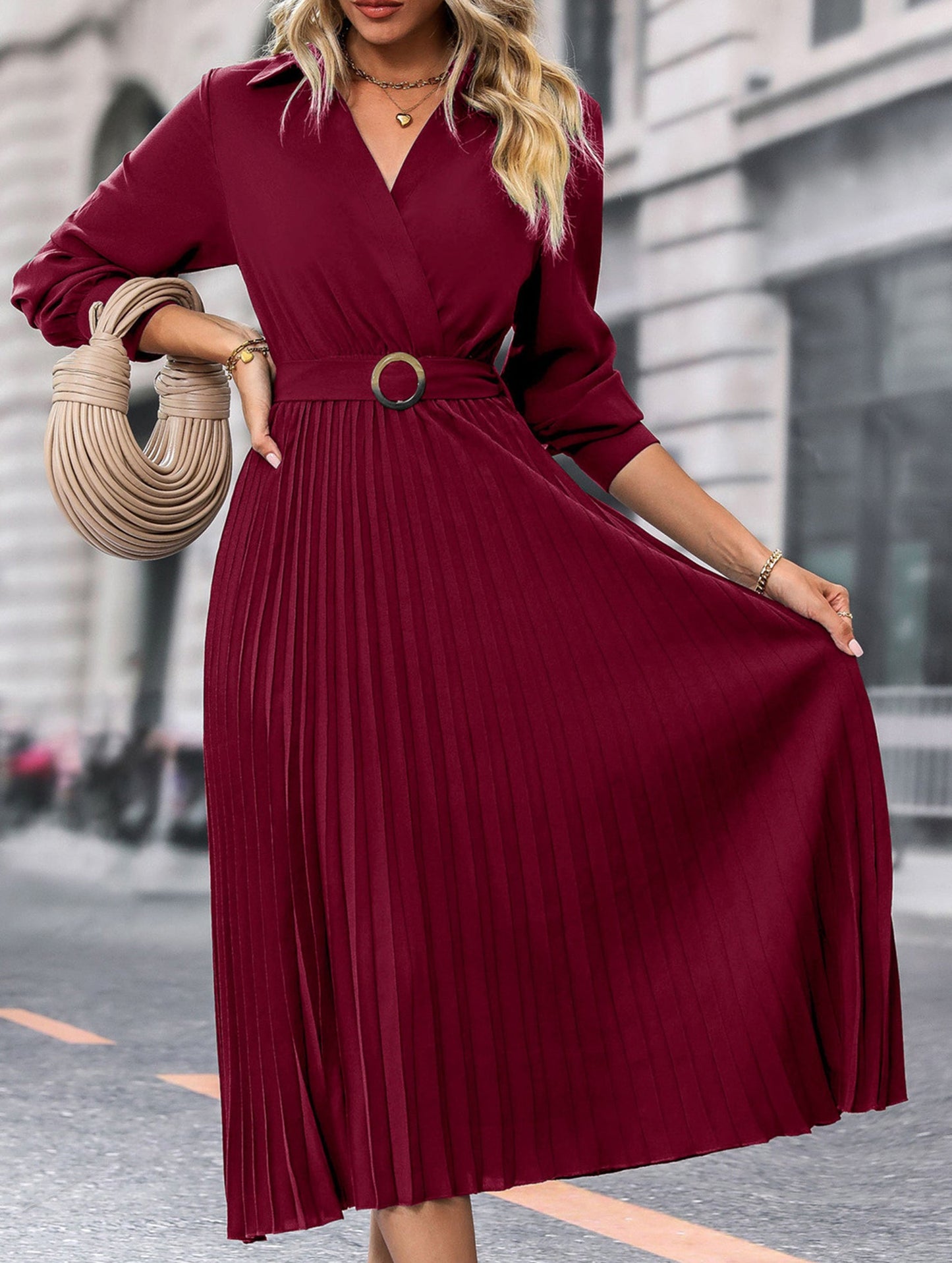 High-end plain color dress