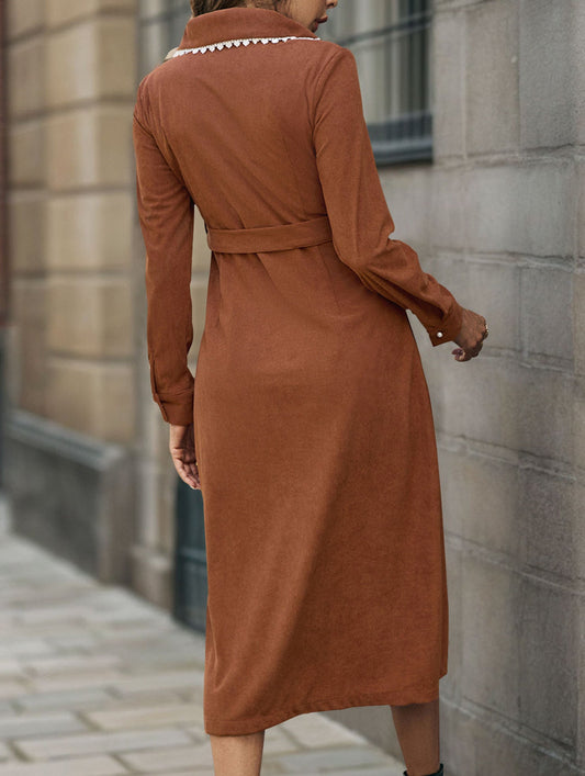 Long-sleeved shirt corduroy dress