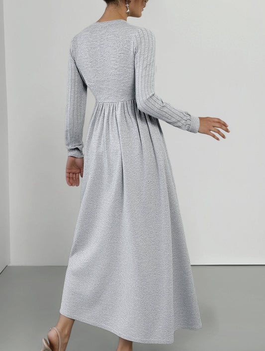 High-grade solid color brushed split dress