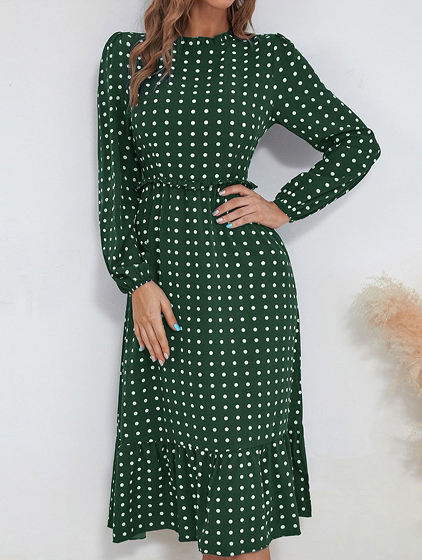 French vintage polka dot patchwork dress