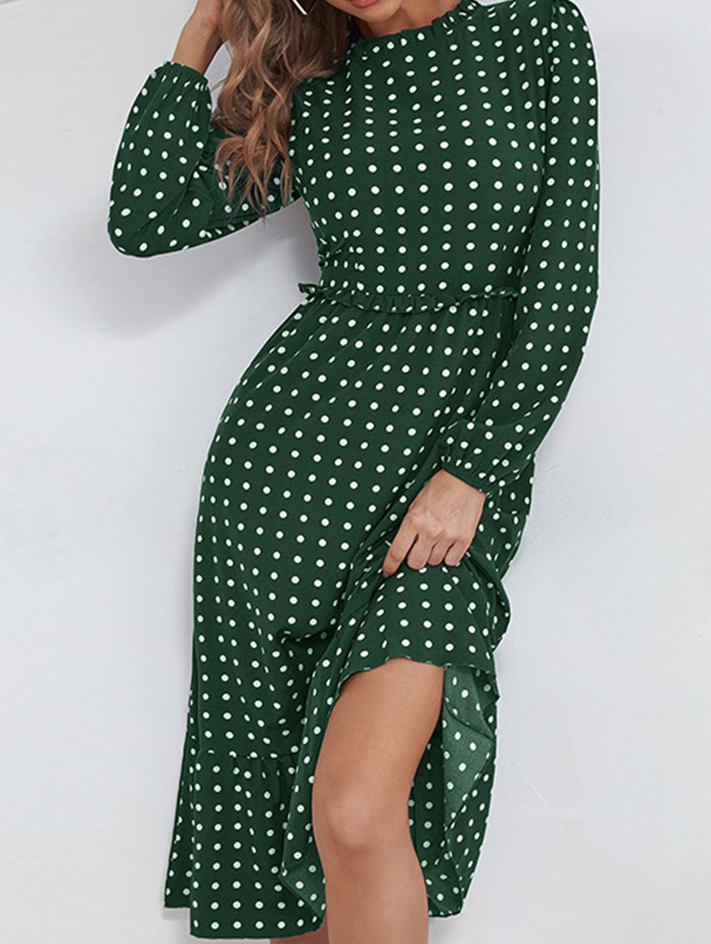 French vintage polka dot patchwork dress