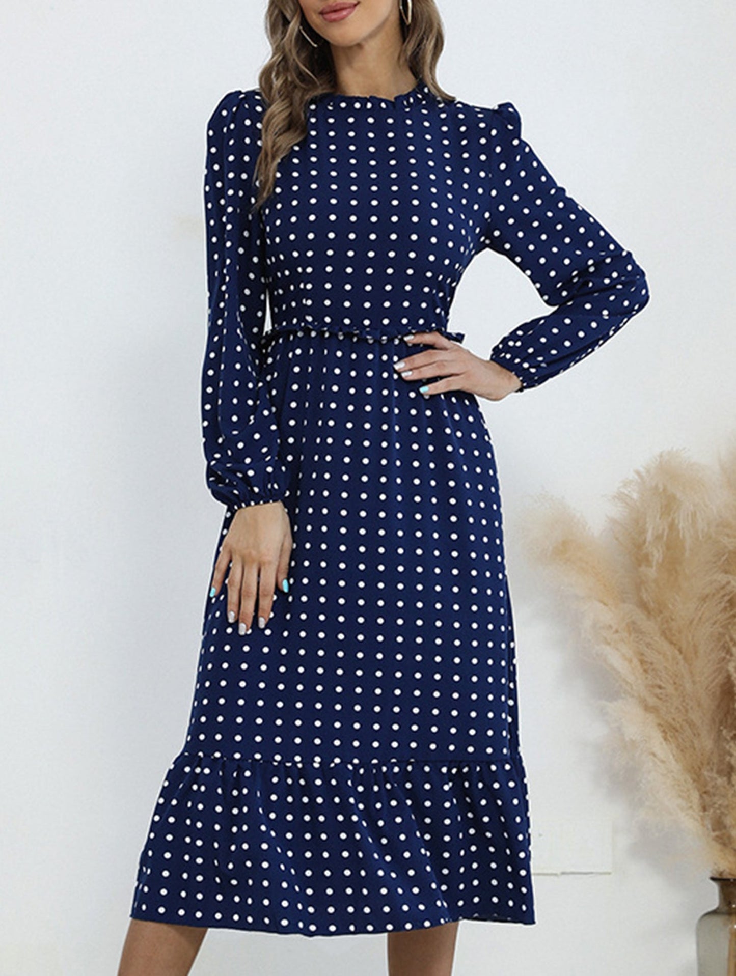 French vintage polka dot patchwork dress