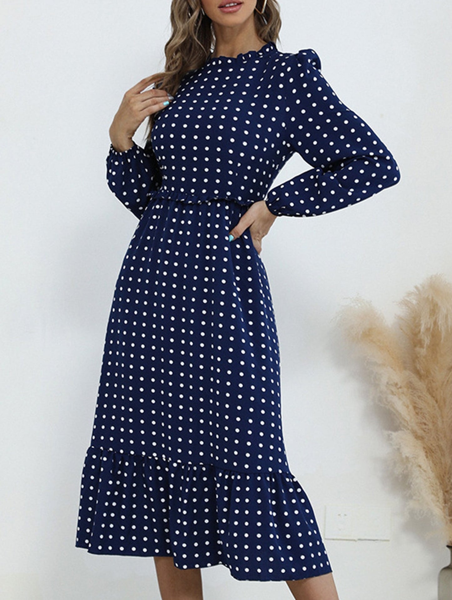 French vintage polka dot patchwork dress