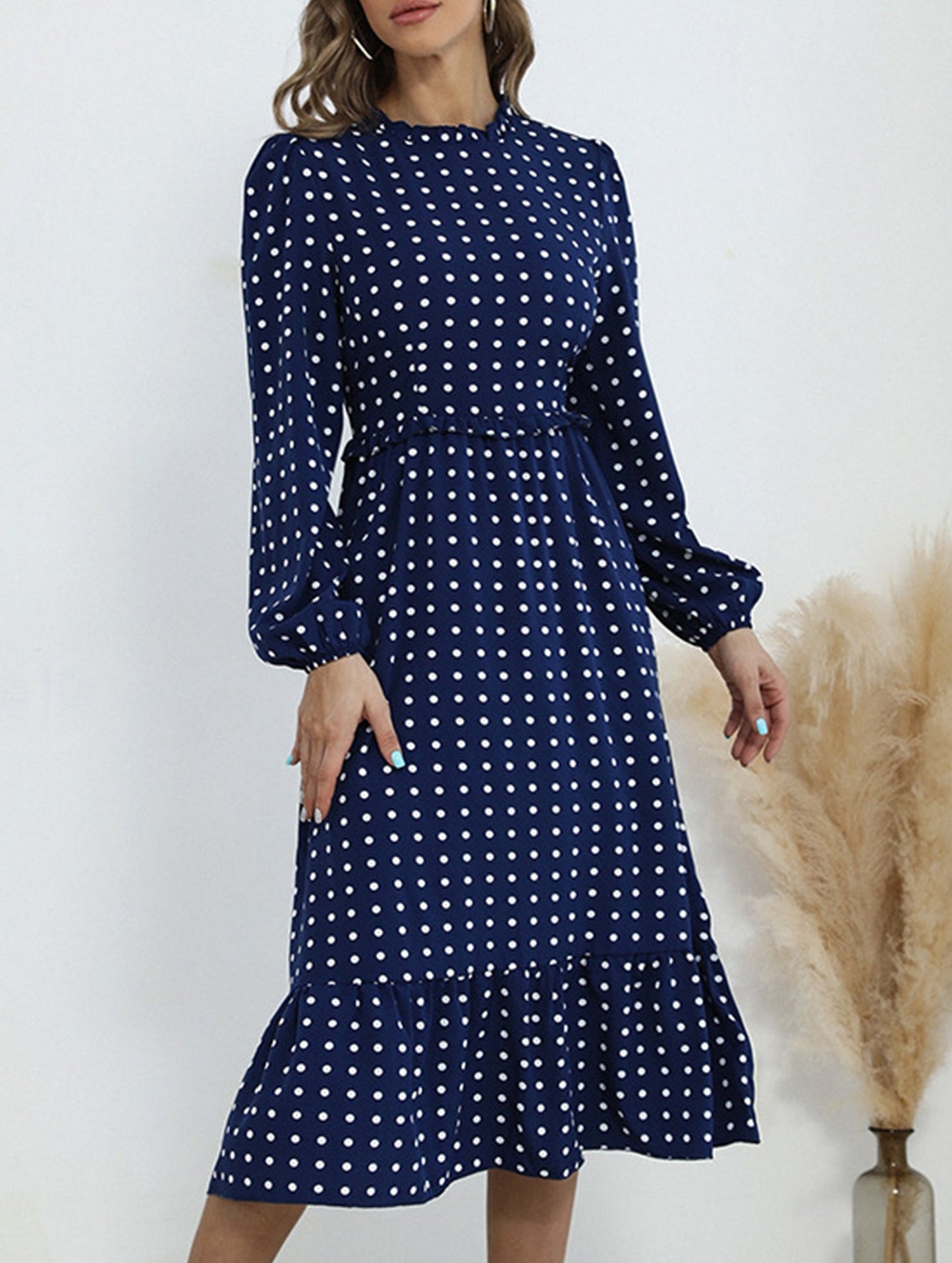 French vintage polka dot patchwork dress
