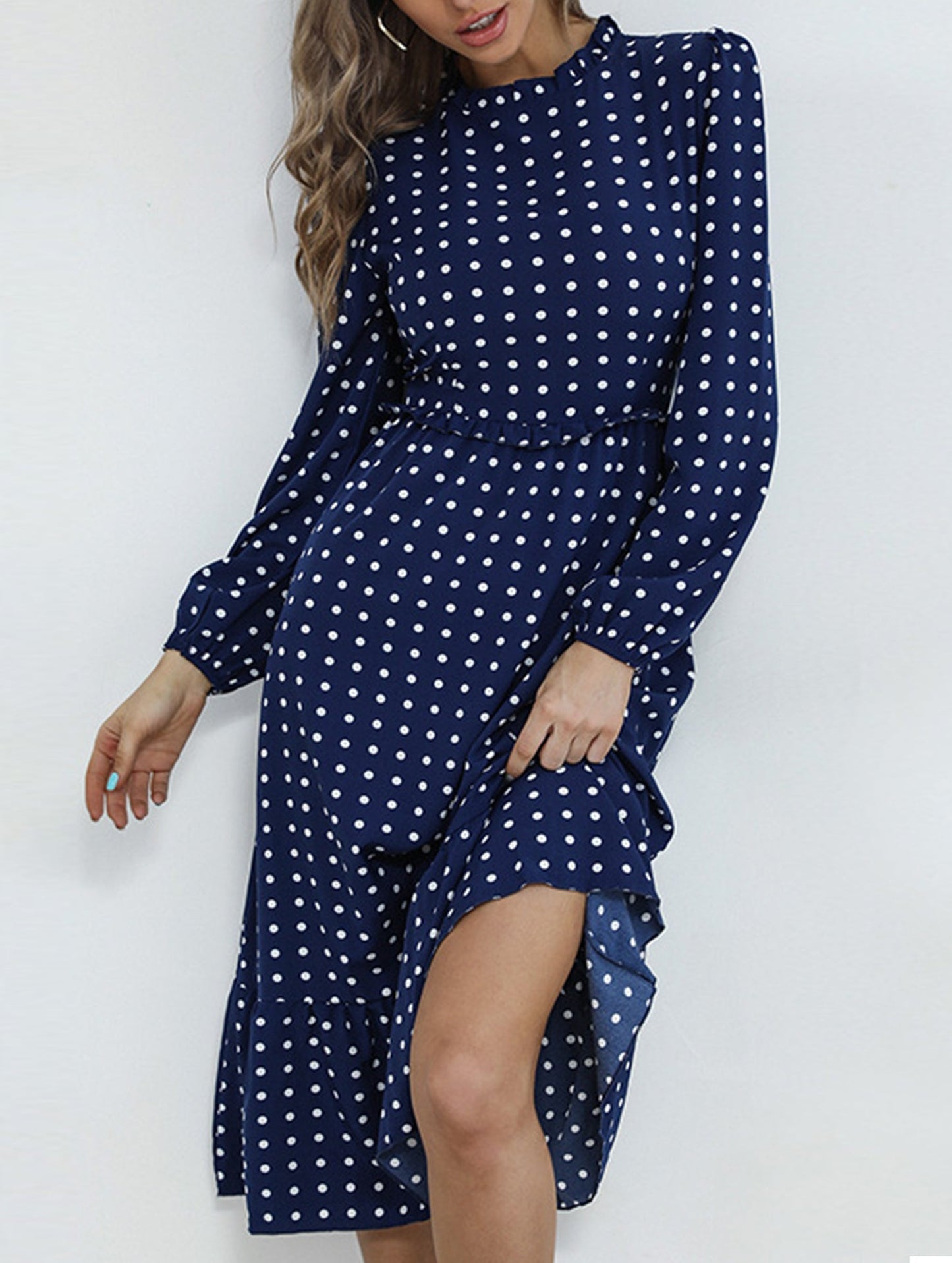 French vintage polka dot patchwork dress