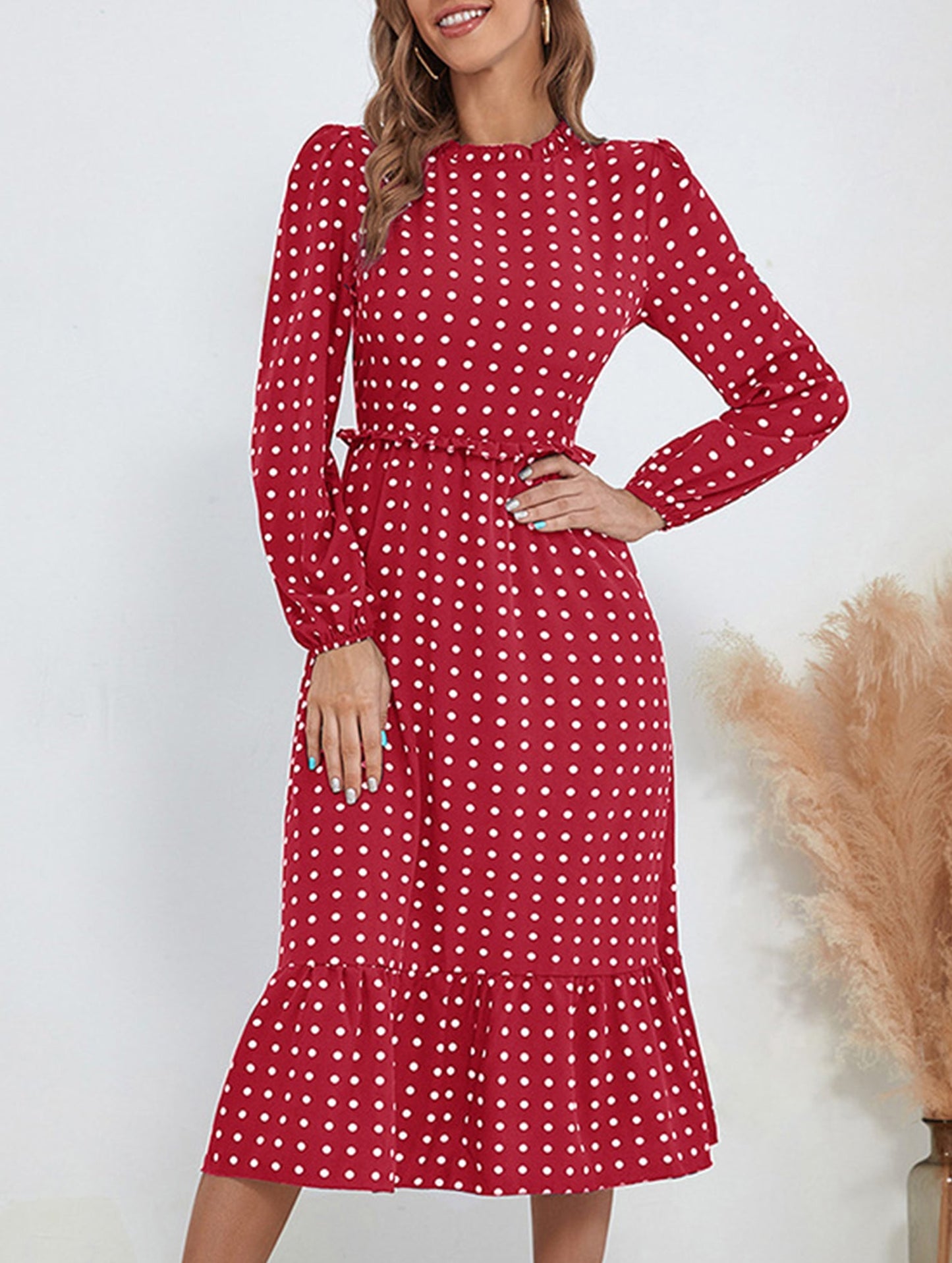 French vintage polka dot patchwork dress