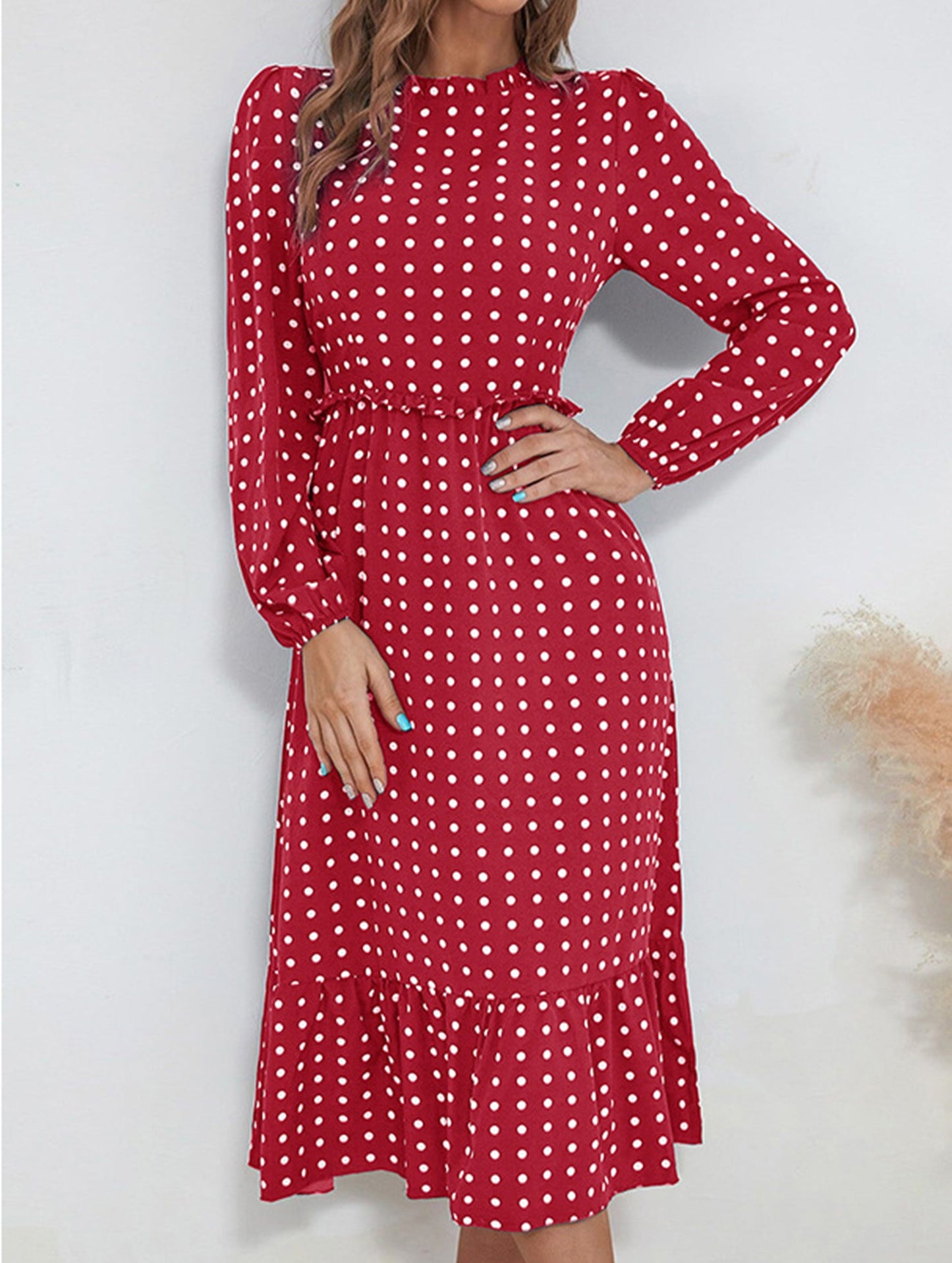 French vintage polka dot patchwork dress