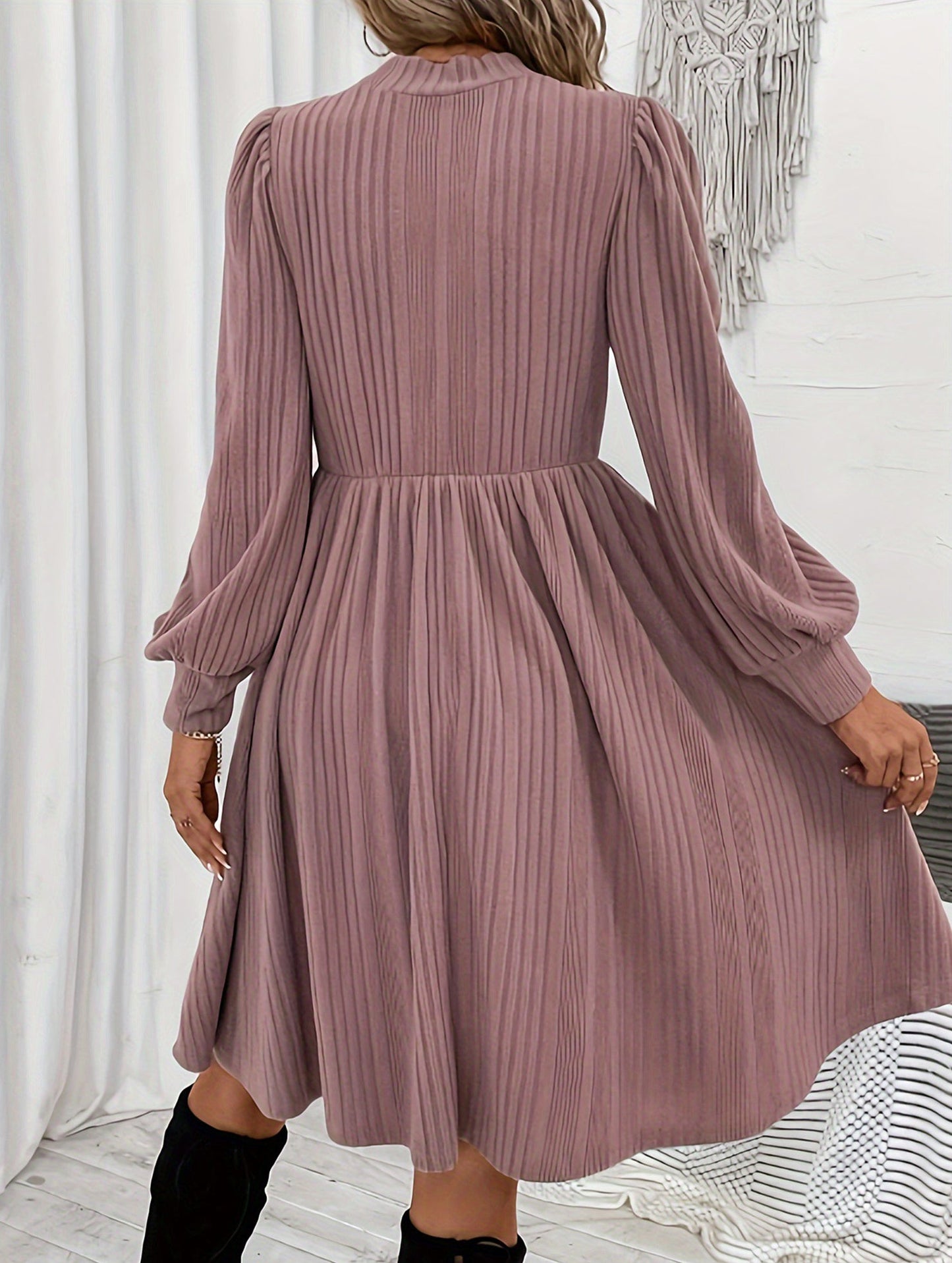 jacquard long-sleeved dress