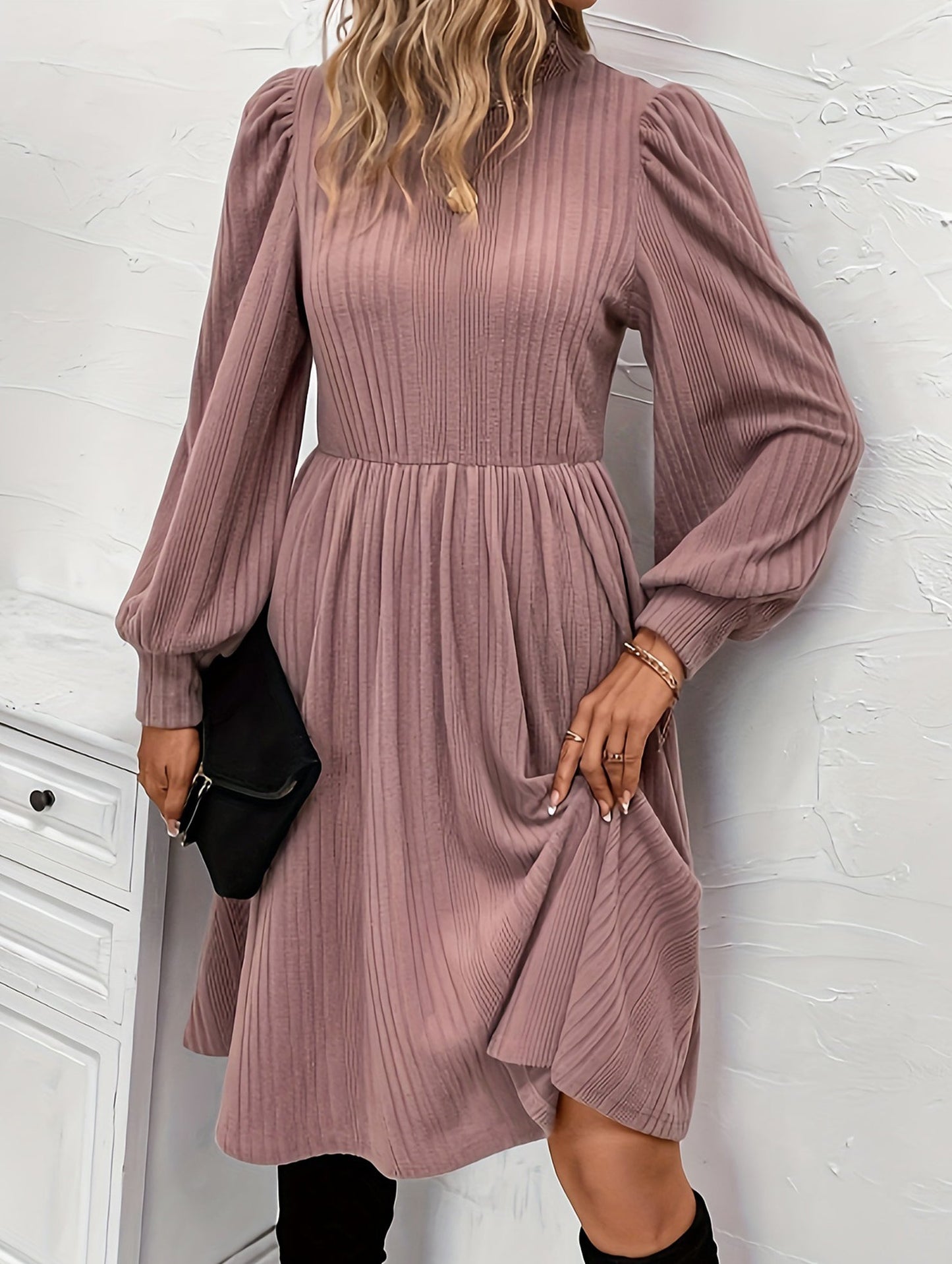 jacquard long-sleeved dress