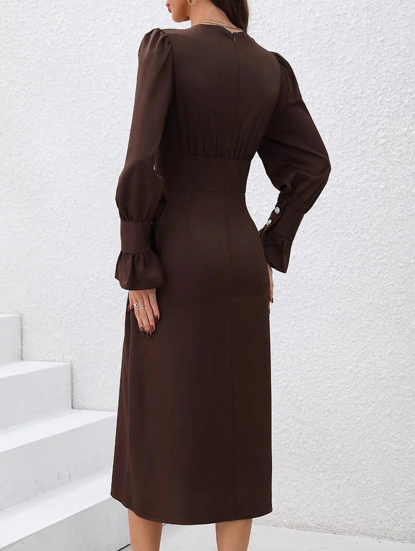 Casual V-neck shirt dress