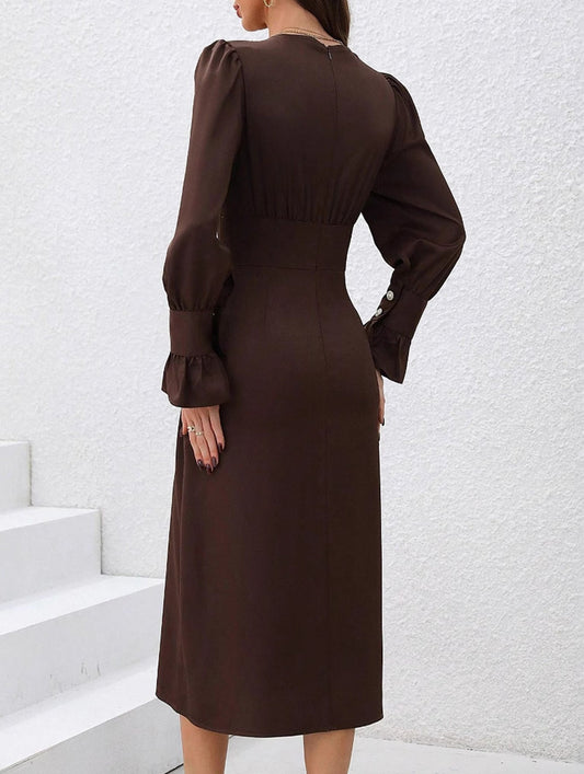 Casual V-neck shirt dress