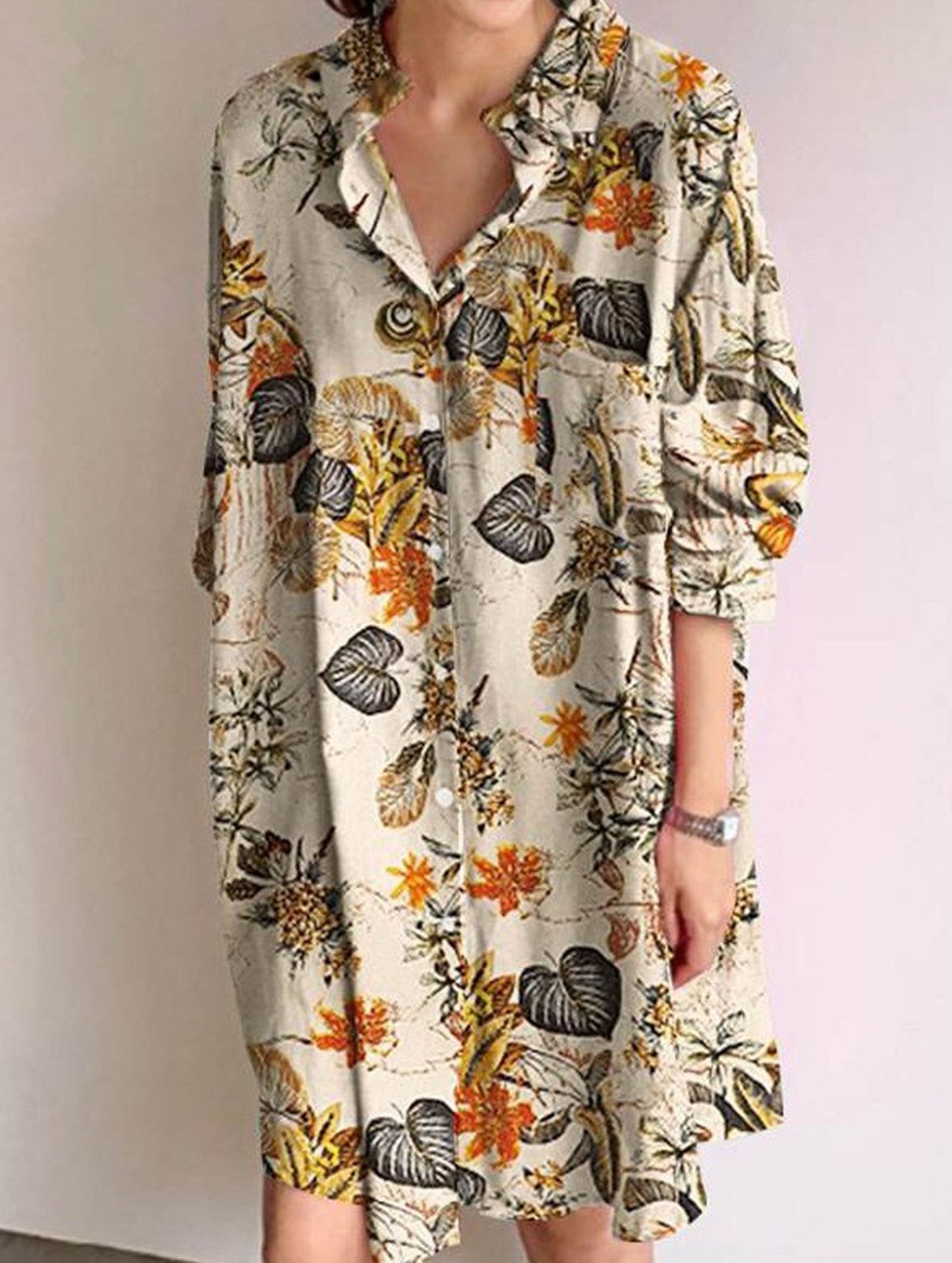 Cardigan long-sleeved lapel mid-length shirt