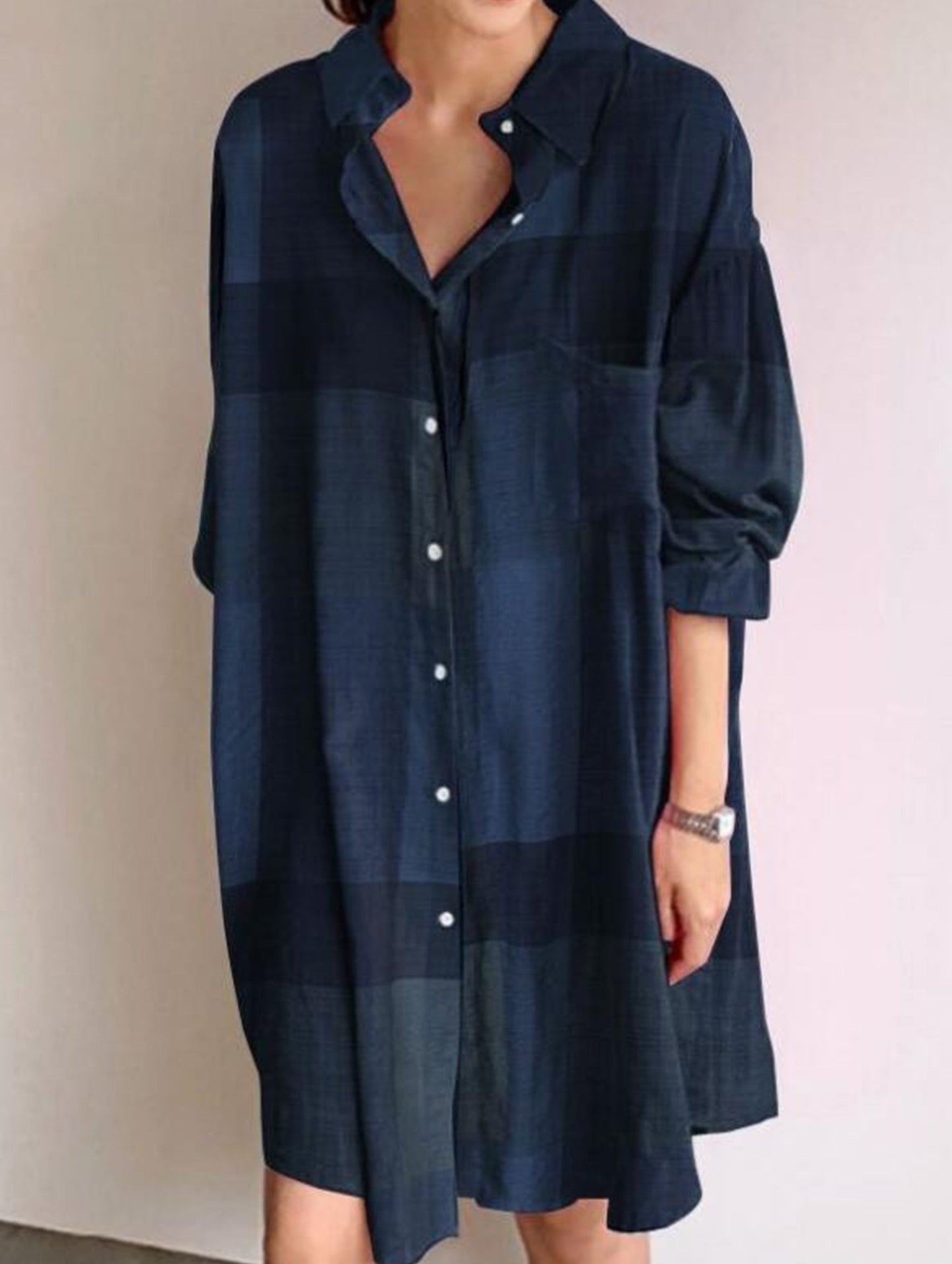 Cardigan long-sleeved lapel mid-length shirt