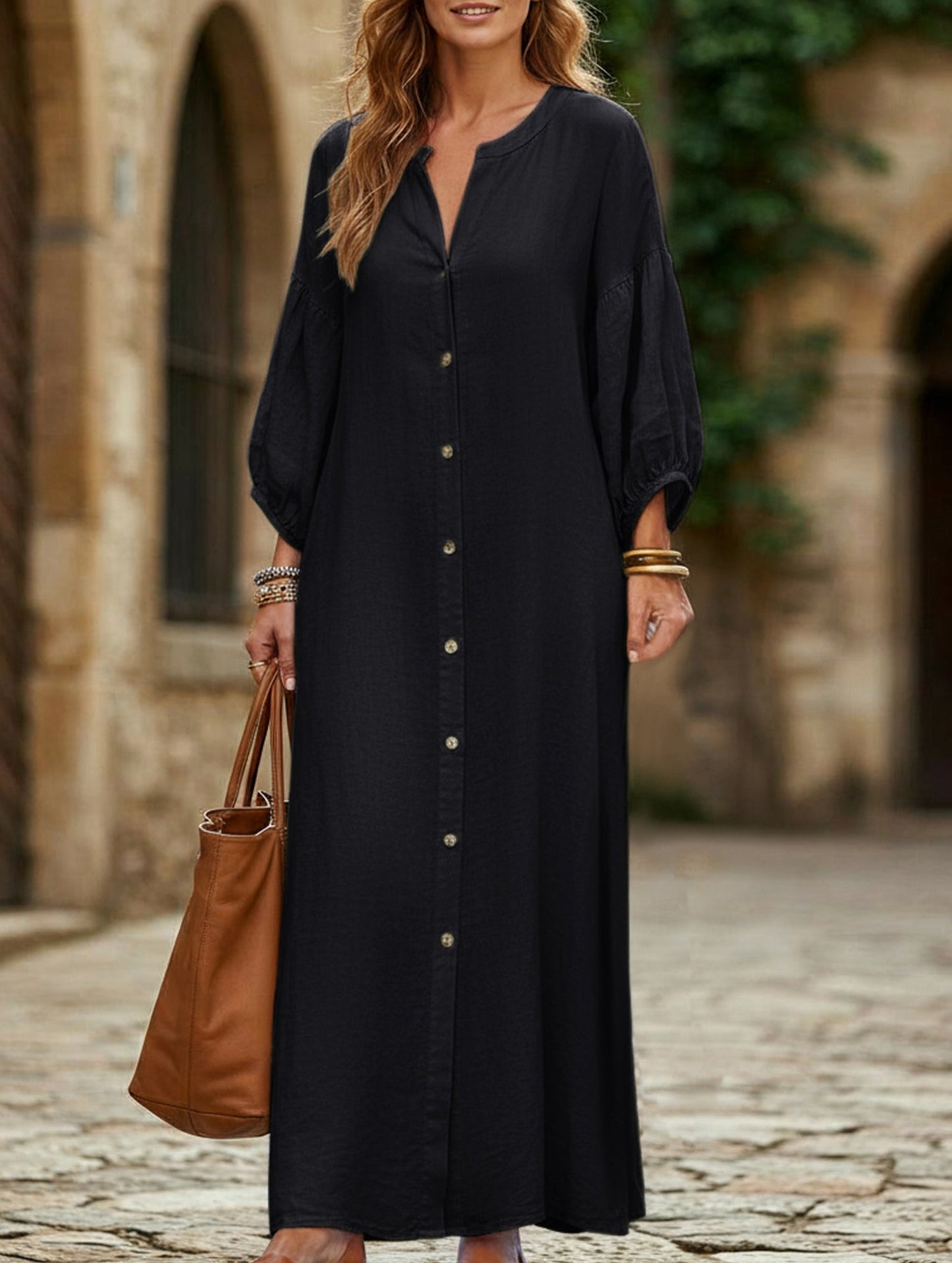 Casual long-sleeved cardigan dress