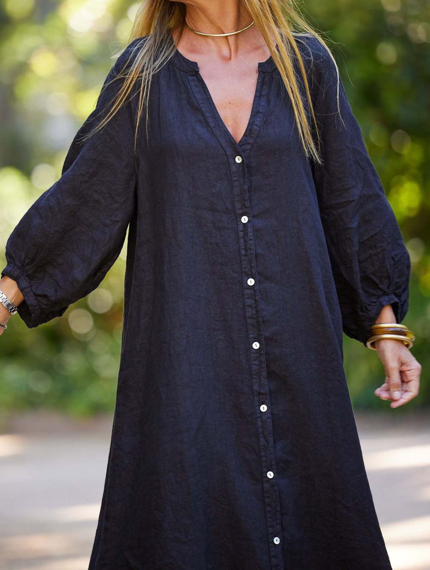 Casual long-sleeved cardigan dress