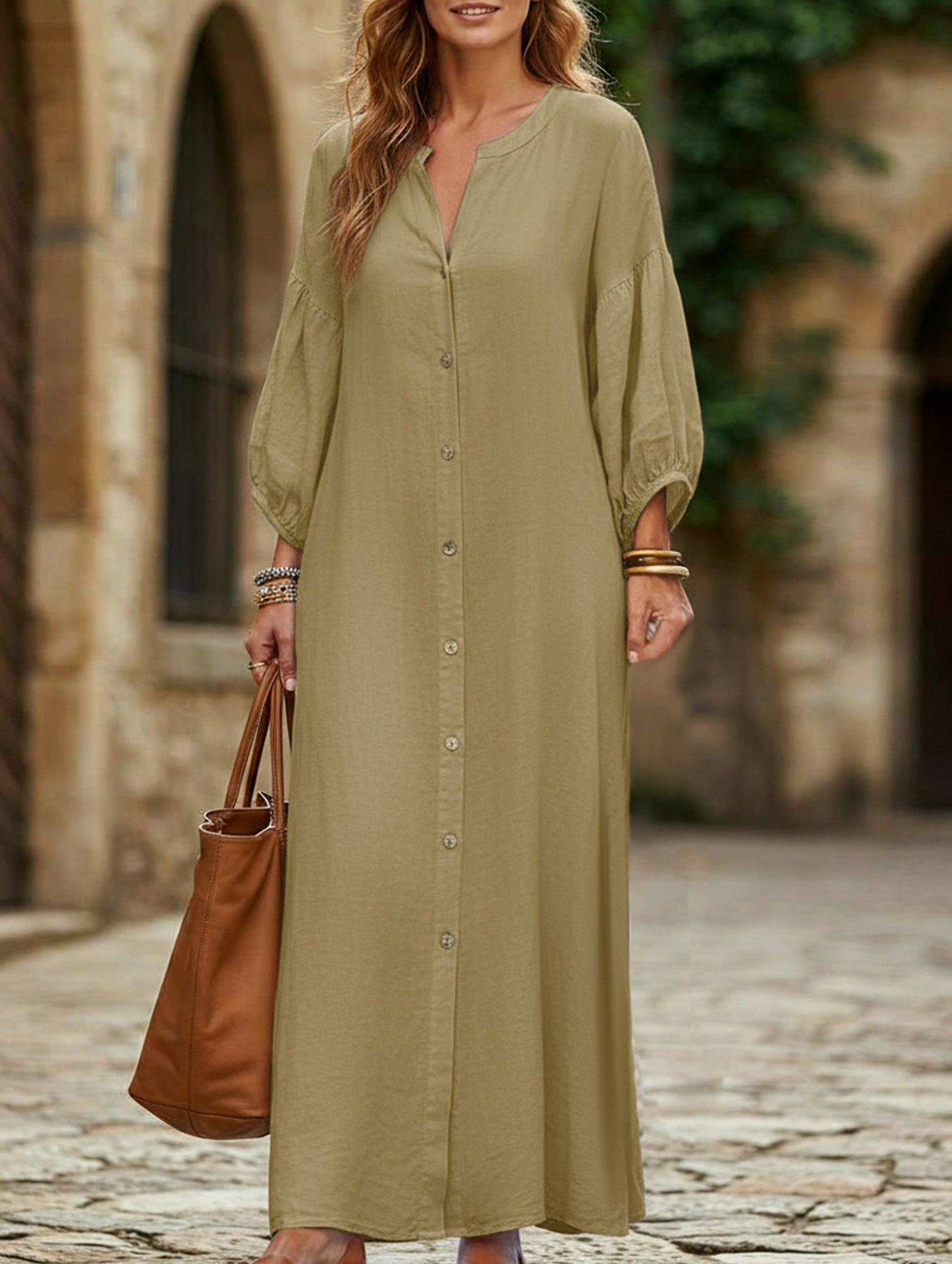 Casual long-sleeved cardigan dress