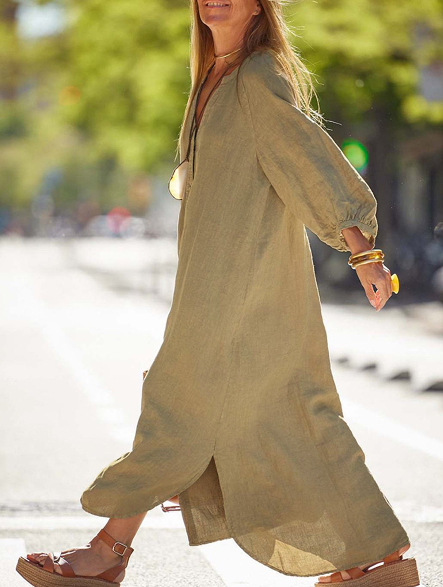 Casual long-sleeved cardigan dress