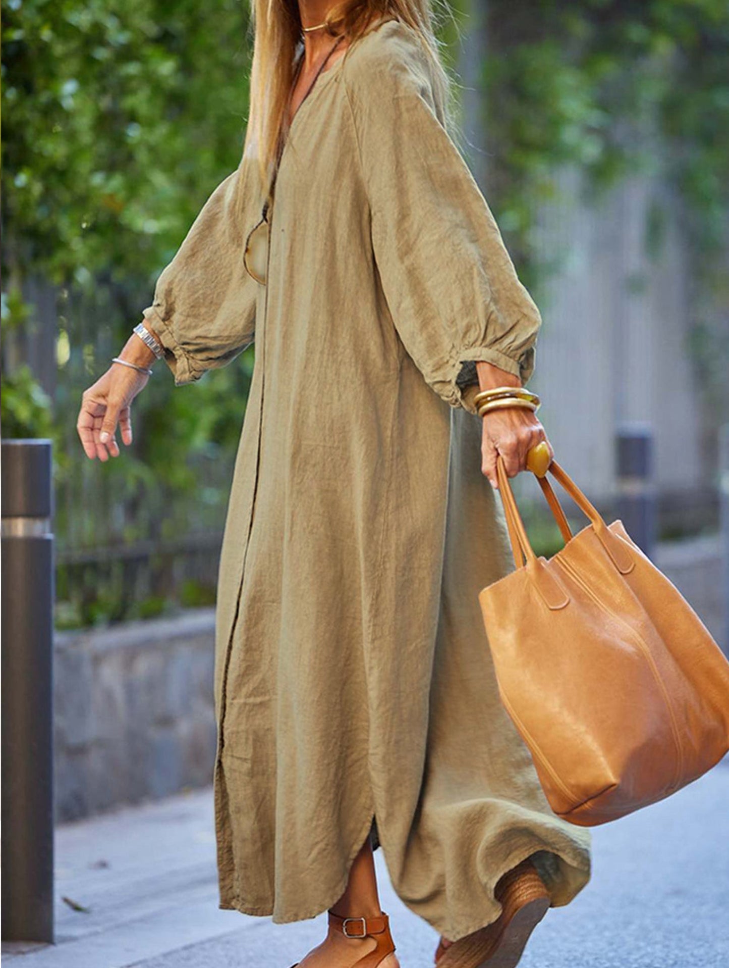 Casual long-sleeved cardigan dress