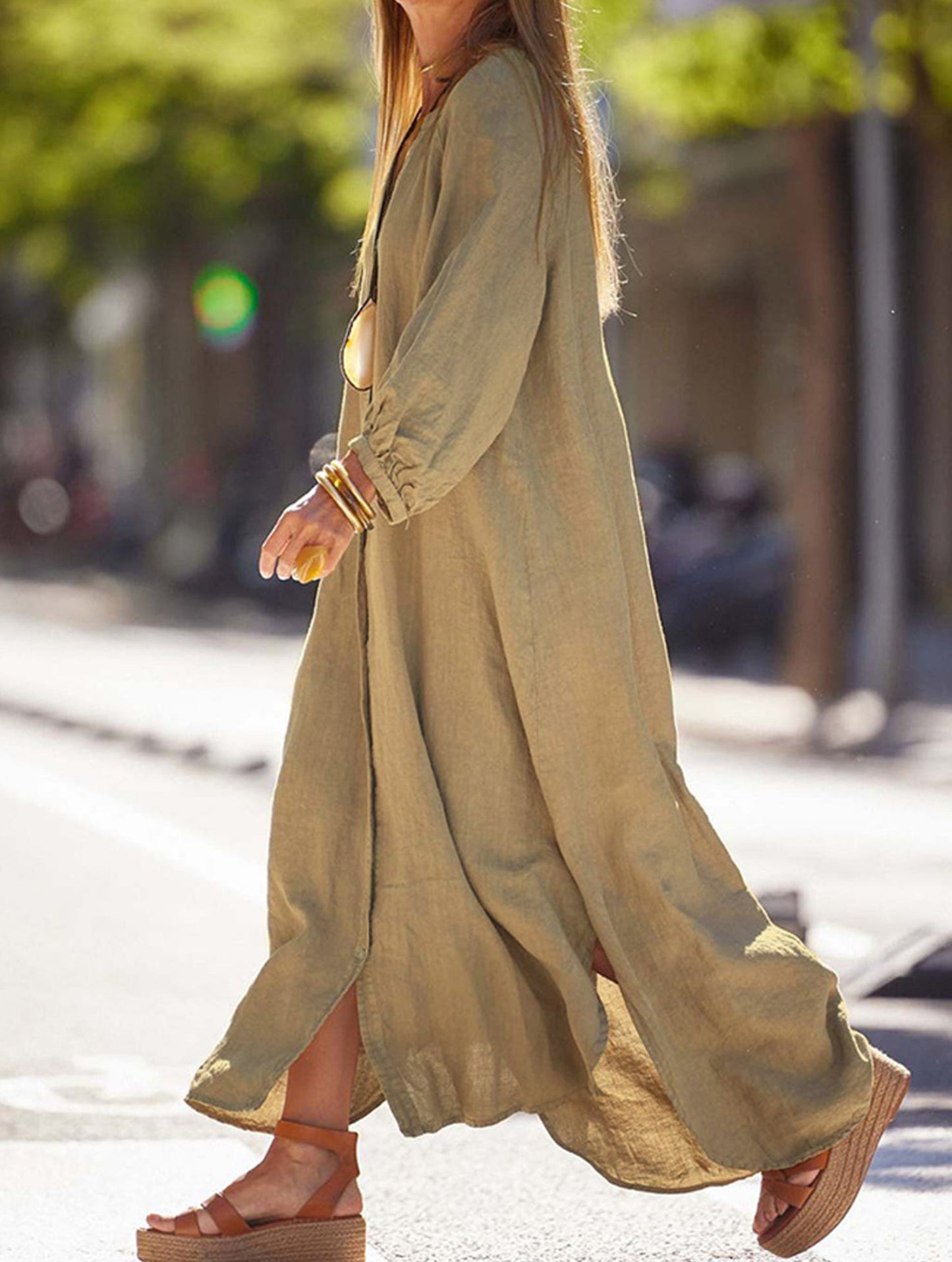 Casual long-sleeved cardigan dress