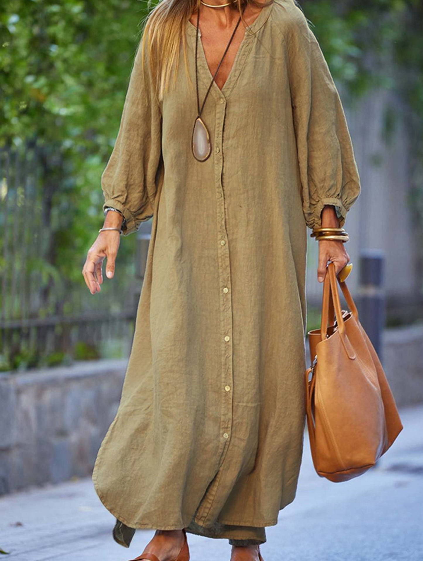 Casual long-sleeved cardigan dress