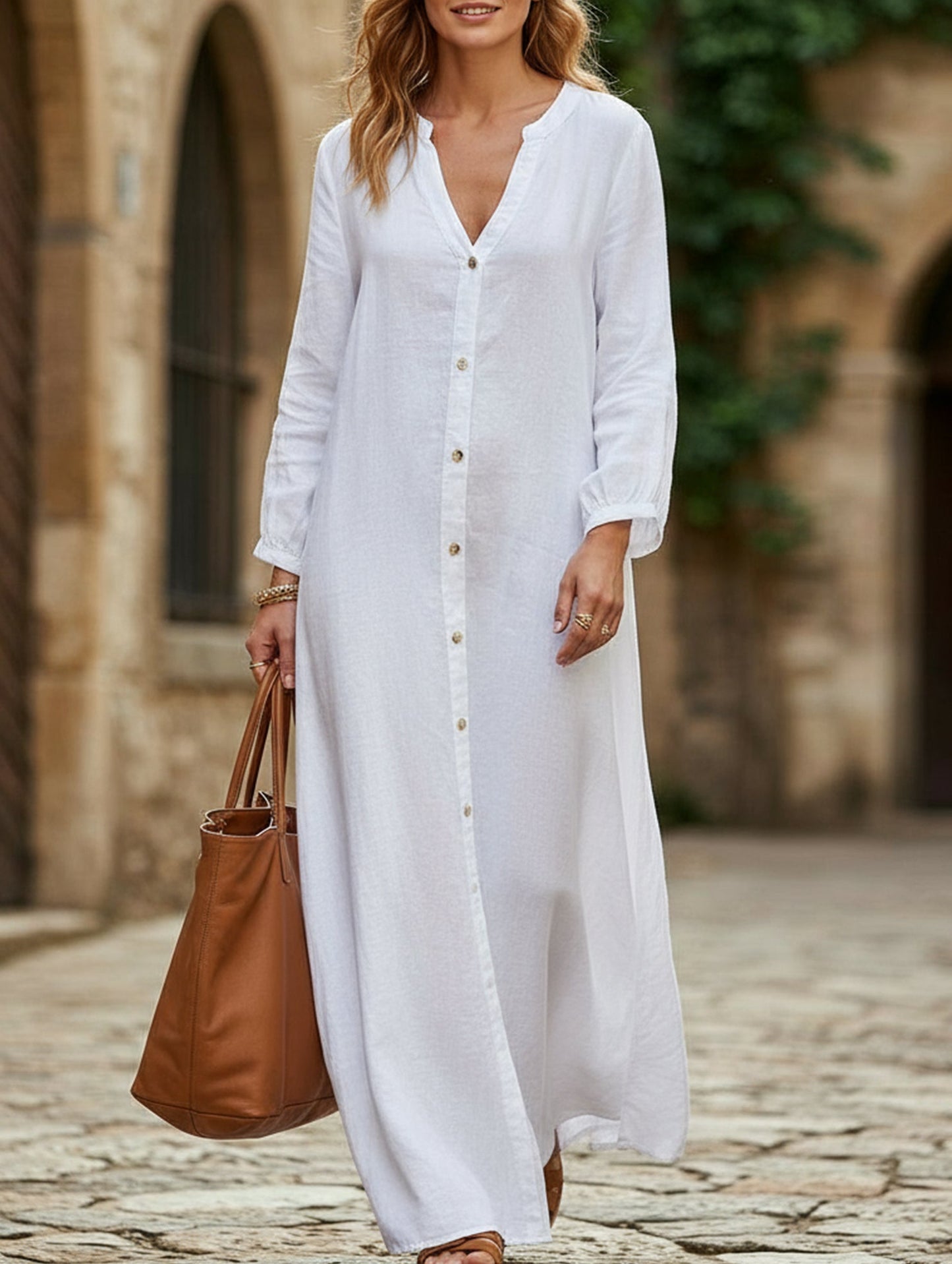 Casual long-sleeved cardigan dress
