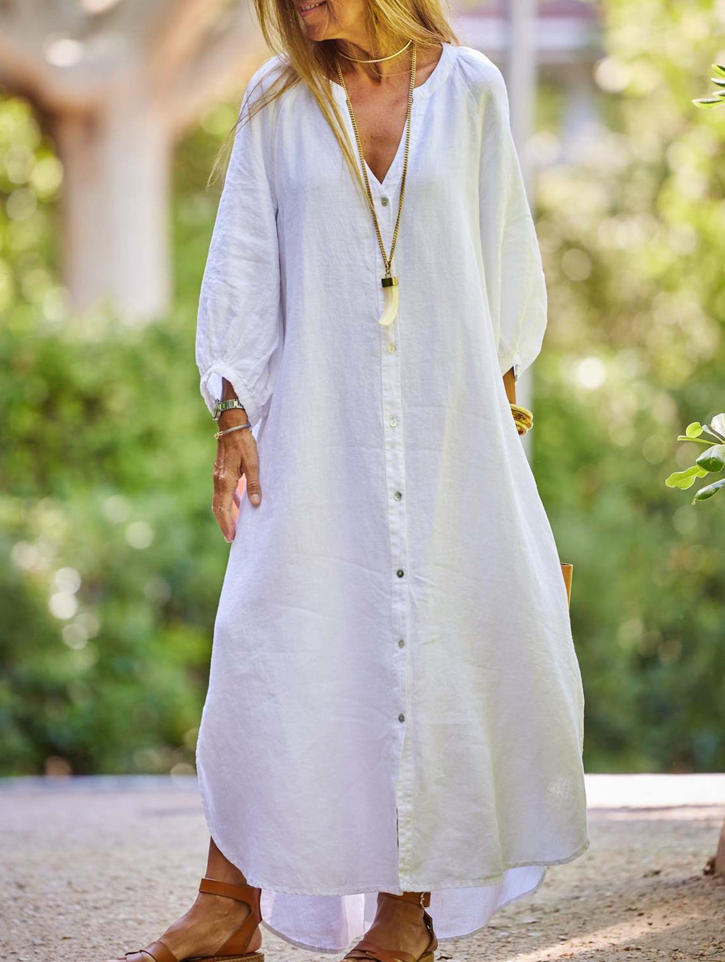 Casual long-sleeved cardigan dress