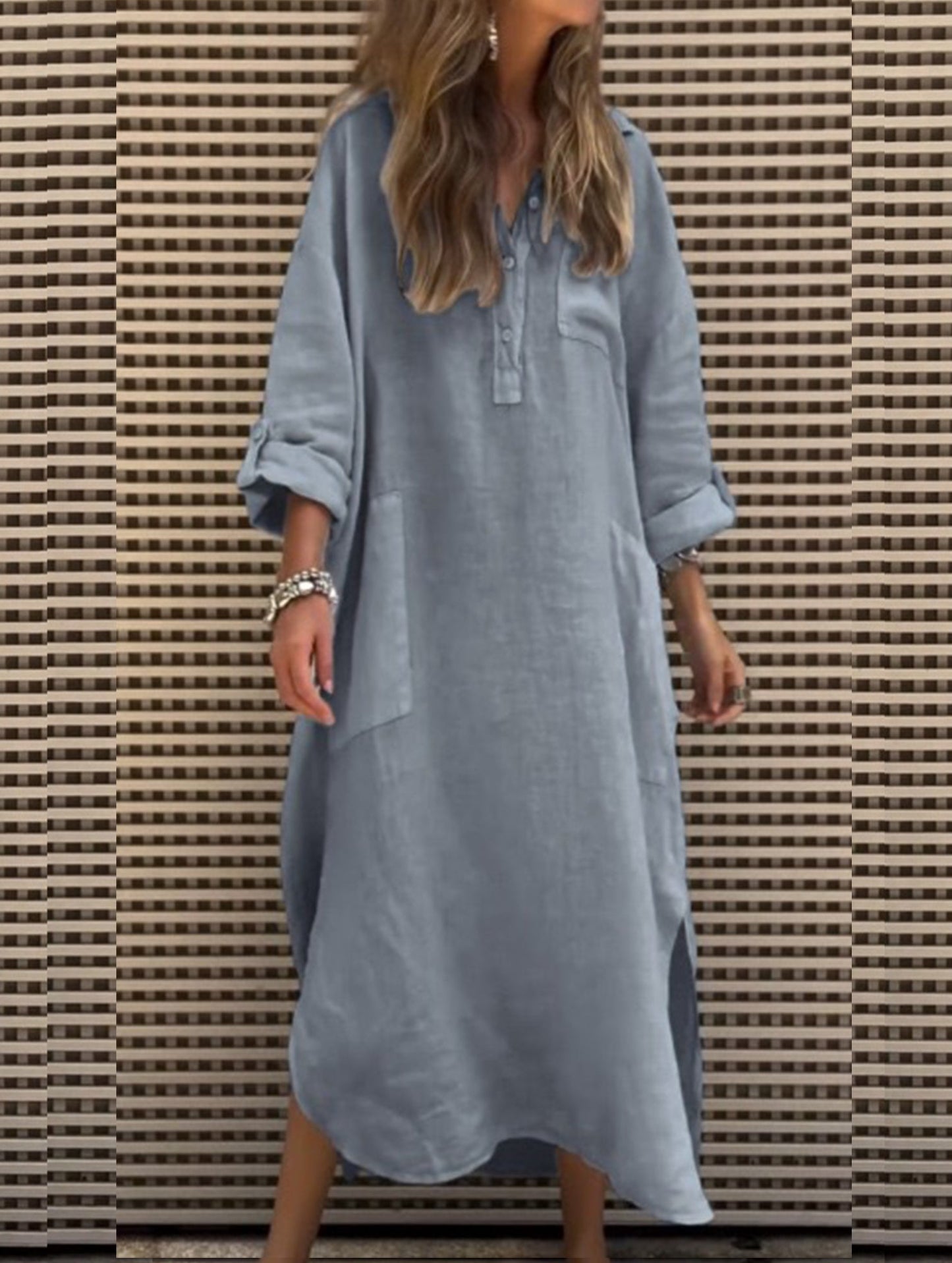 Simple solid color irregular dress