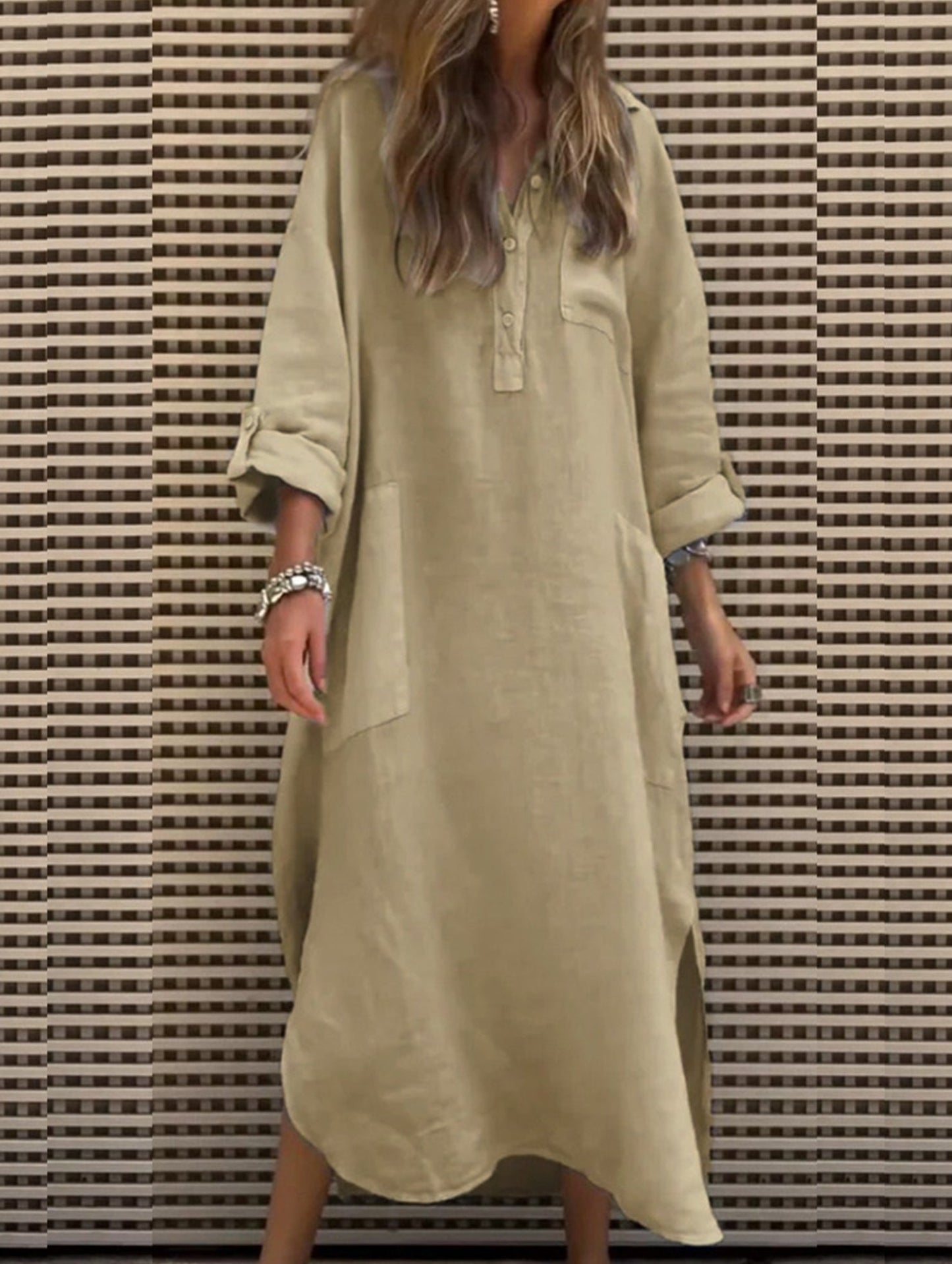 Simple solid color irregular dress