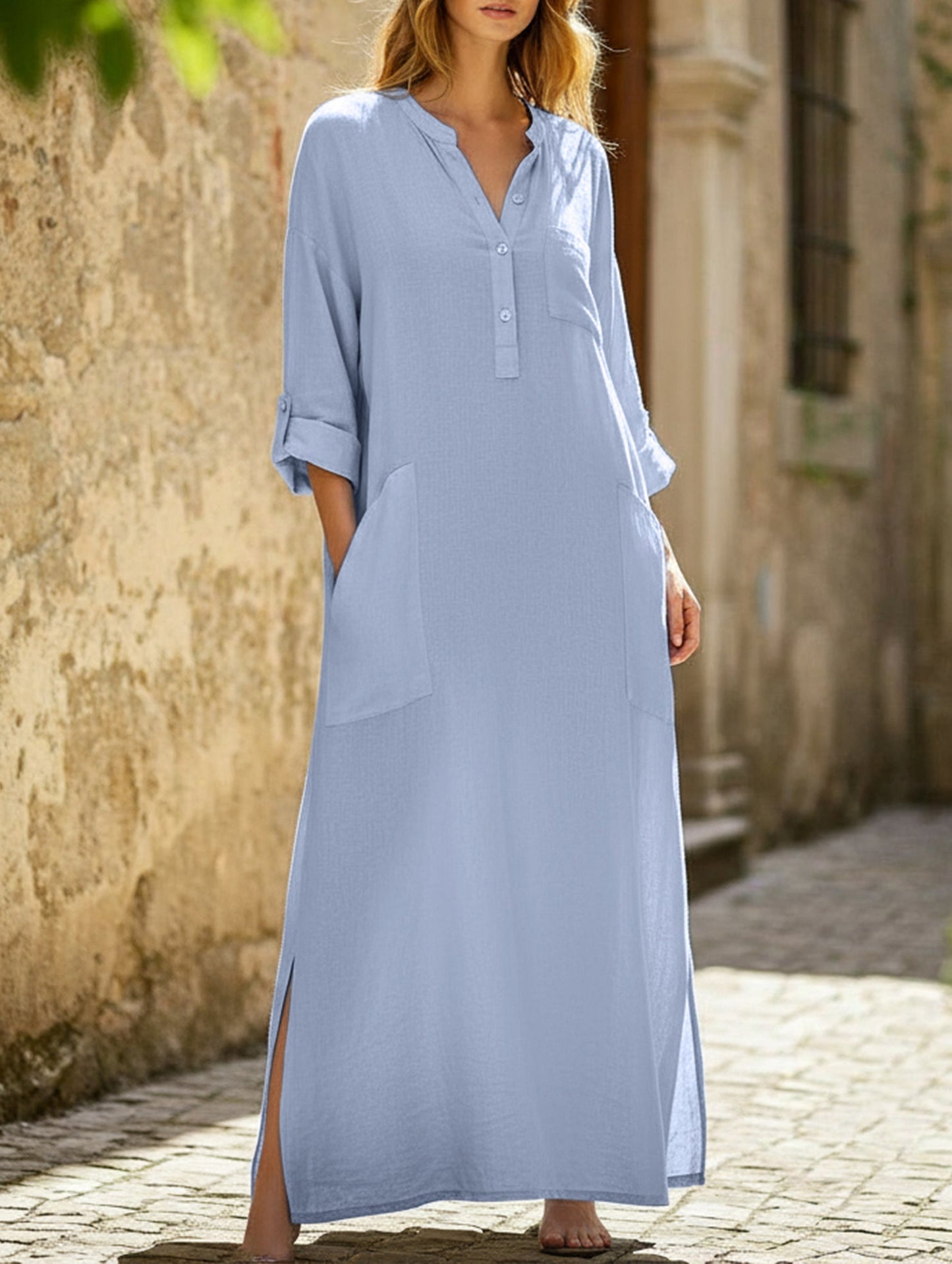 Simple solid color irregular dress