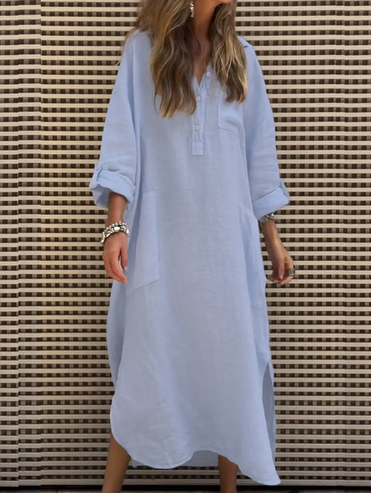 Simple solid color irregular dress