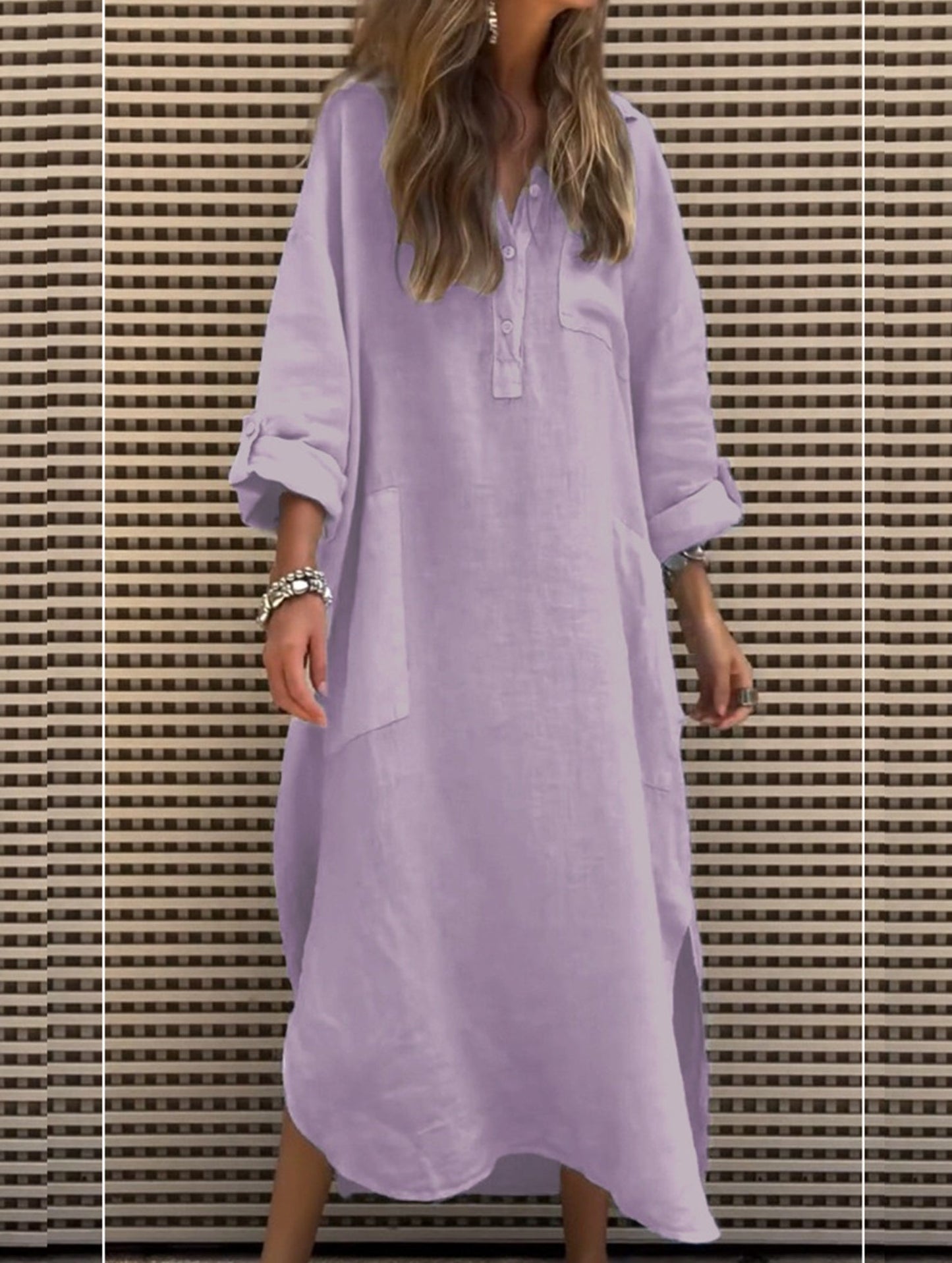 Simple solid color irregular dress