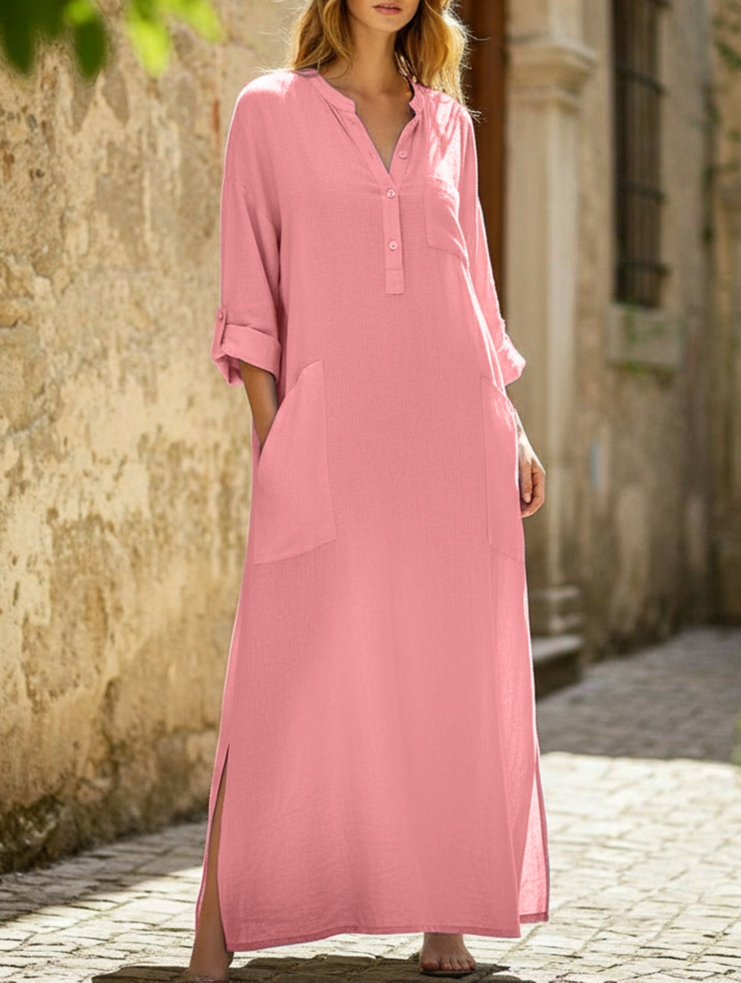 Simple solid color irregular dress