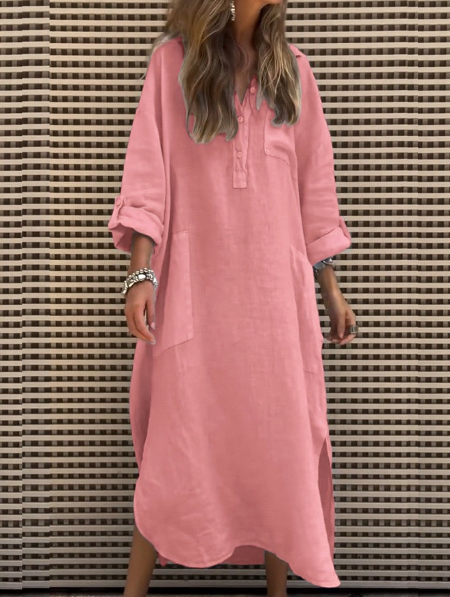 Simple solid color irregular dress