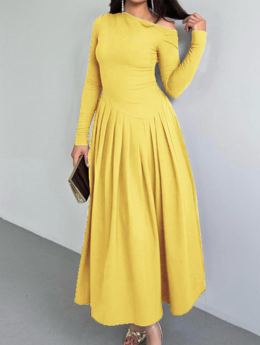 Casual high waist long sleeve maxi dress