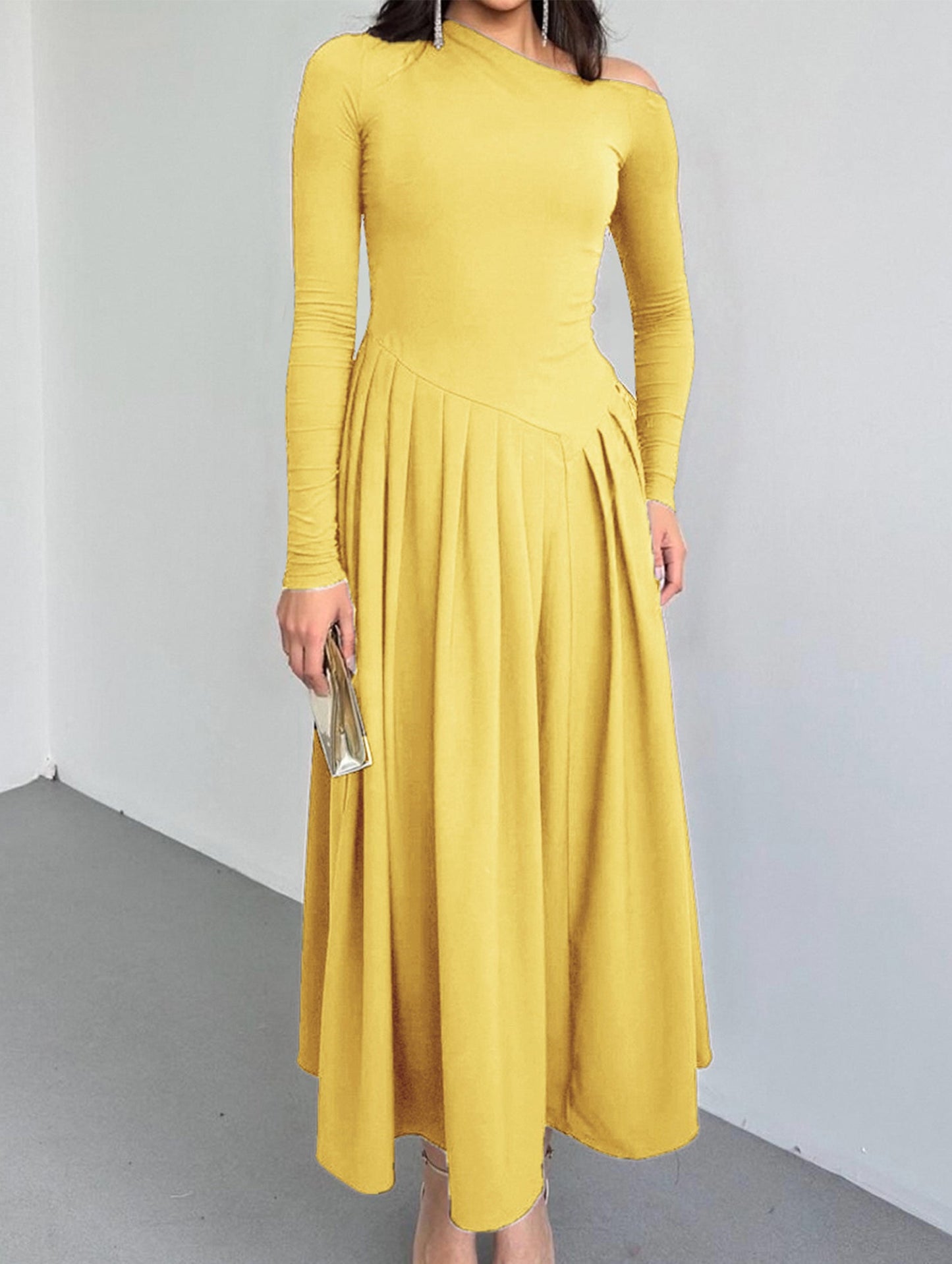 Casual high waist long sleeve maxi dress