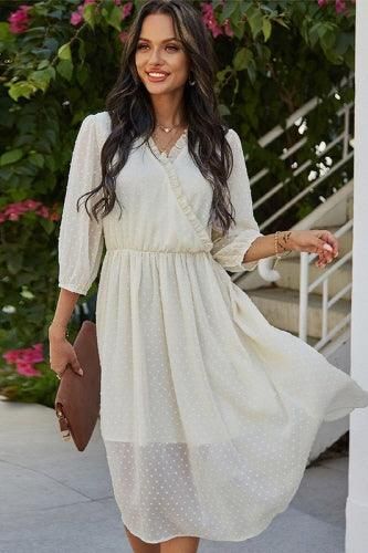 V NECK MAXI DRESS - Doublju