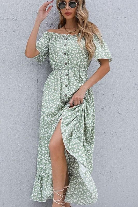 SHORT SLEEVED ONE SHOULDER IRREGULAR DRESS - Doublju