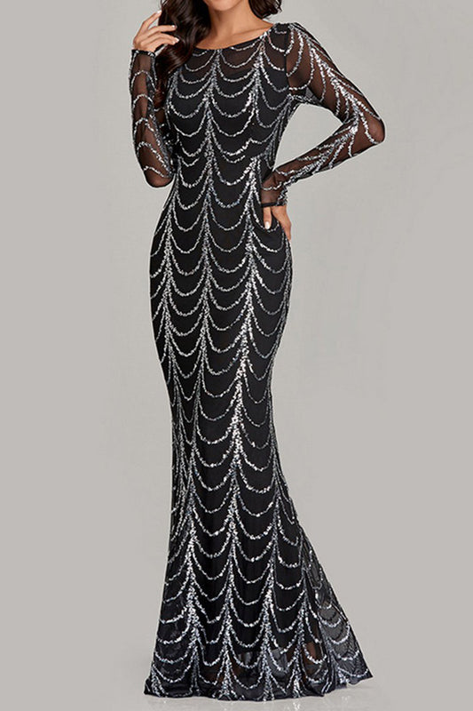 WOMEN MERMAID MAXI PARTY SEQUIN LONG DRESS