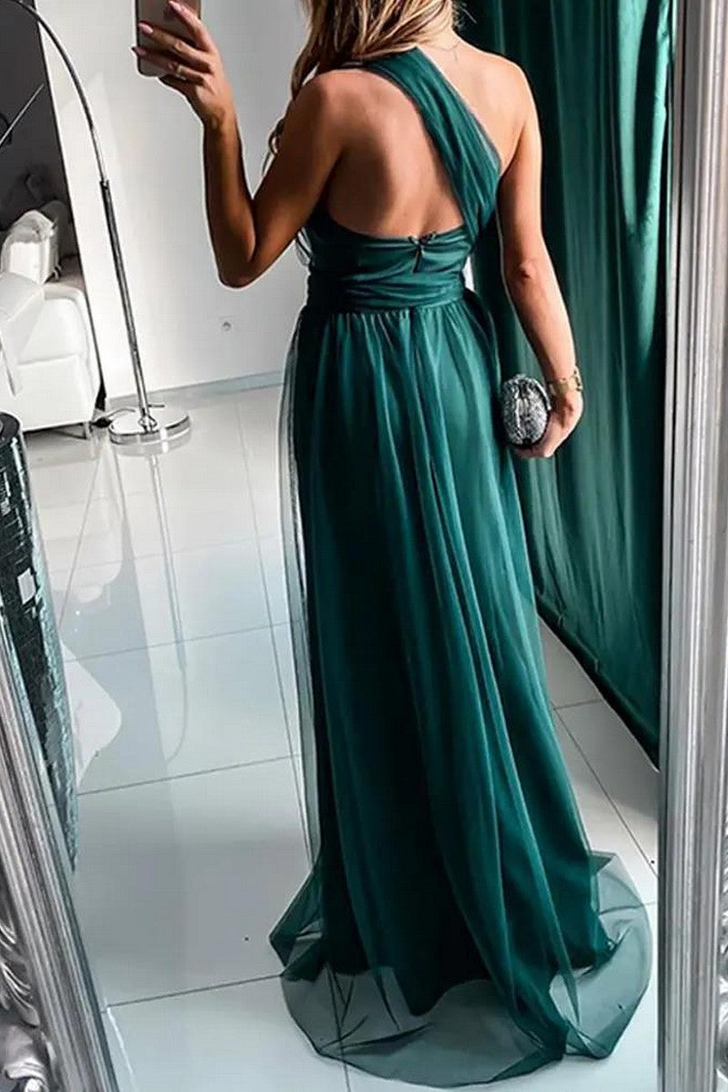 WOMEN CROSS SHOULDER STRAP CHIFFON PARTY DRESS