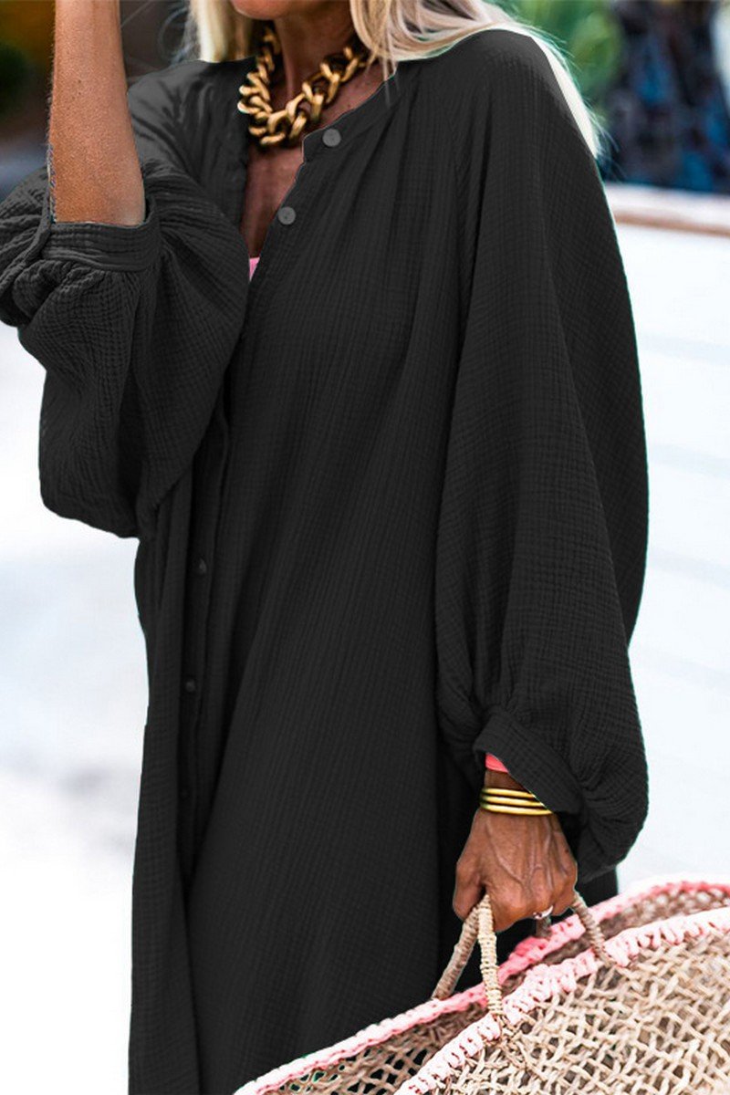 WOMEN LOOSE FIT OVERSIZED BUTTON DOWN MAXI DRESS