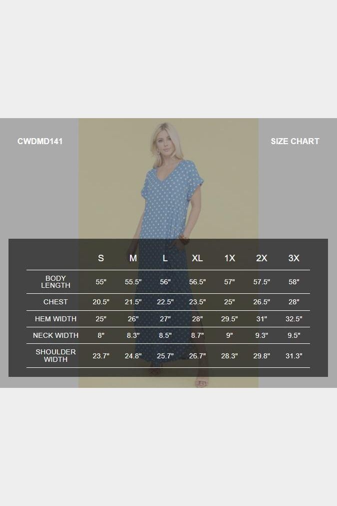 SHORT SLEEVE V-NECK MAXI DRESS WITH SIDE SLIT - Doublju