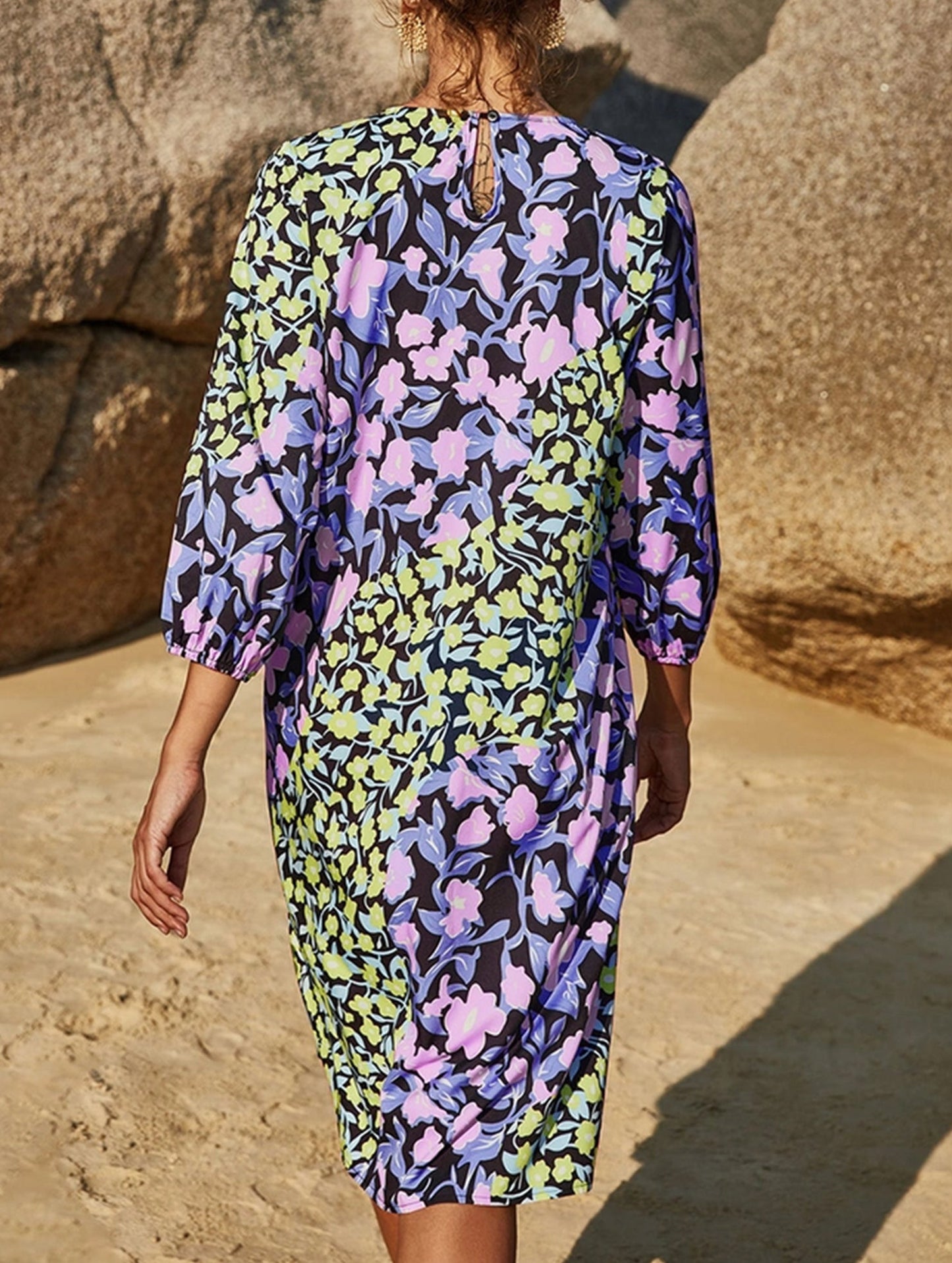 Printed mid-cuff pullover dress_CWDMD6508