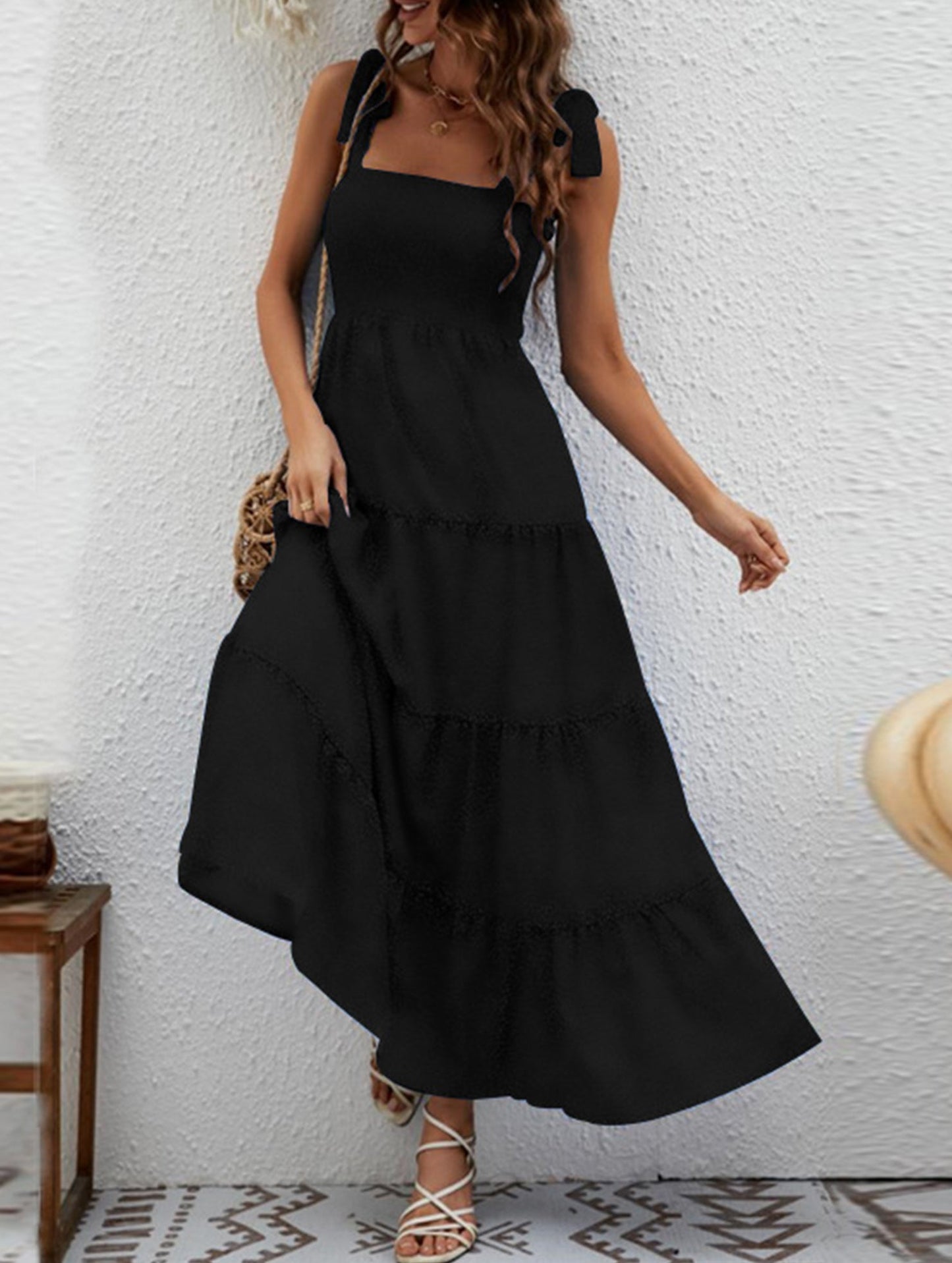 Lace-Up Strapless Halter Dress ??Elegant Backless Summer Midi for Women