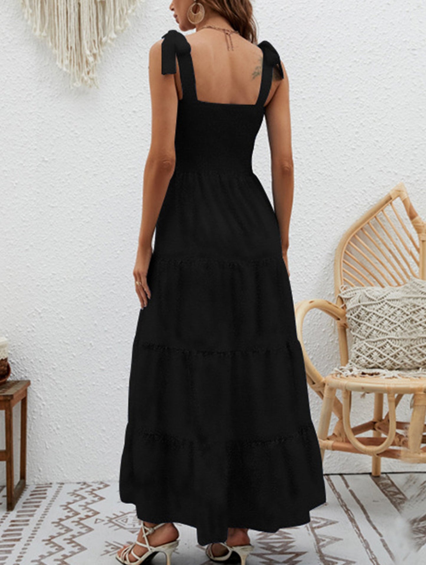 Lace-Up Strapless Halter Dress ??Elegant Backless Summer Midi for Women